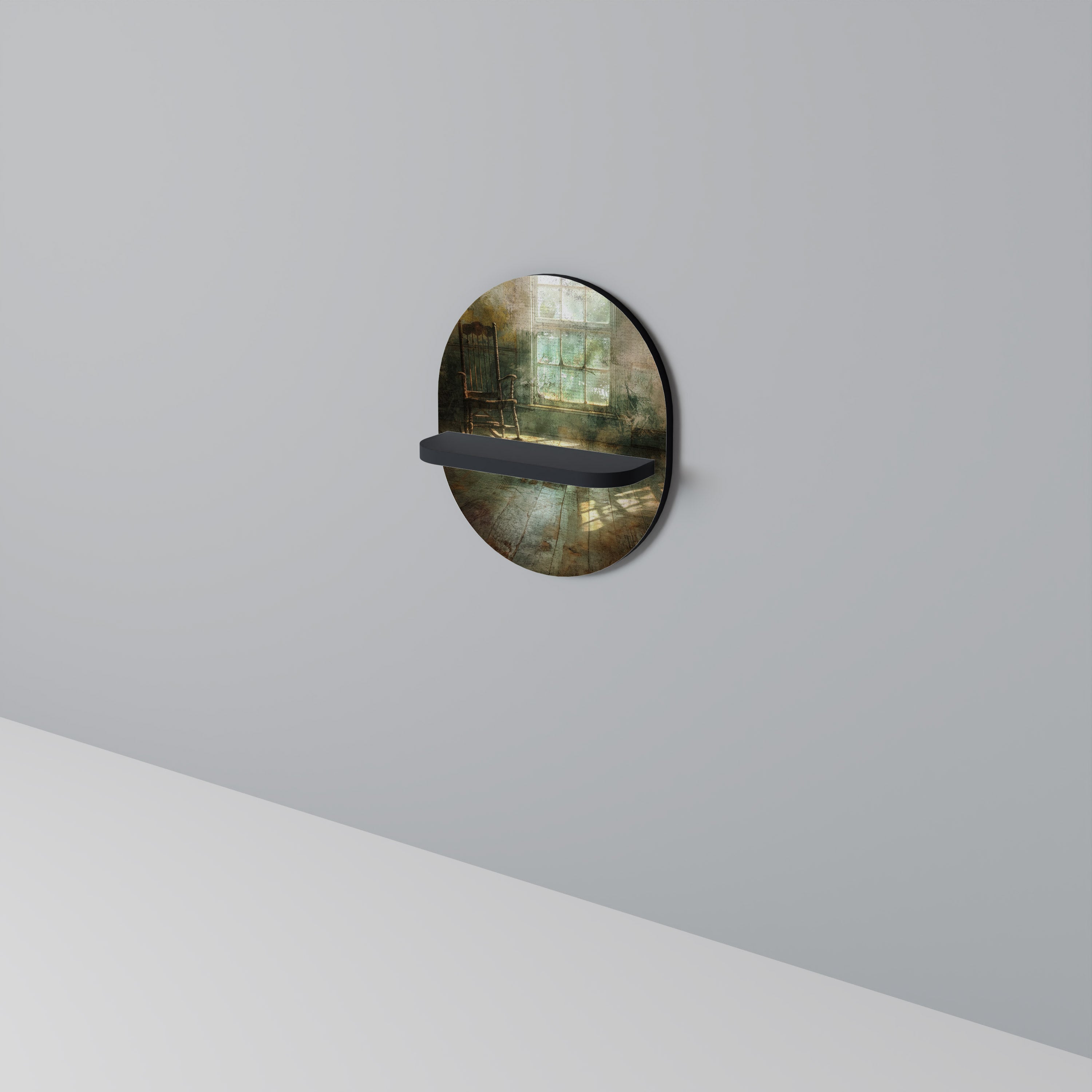 SUNLIT STILLNESS Prateleira Oval Decorativa em Acabamento Preto