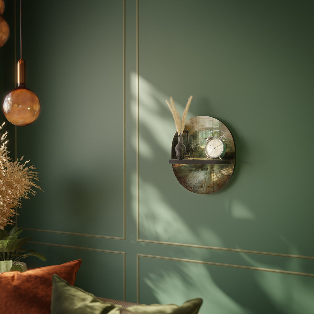 SUNLIT STILLNESS Prateleira Oval Decorativa em Acabamento Preto