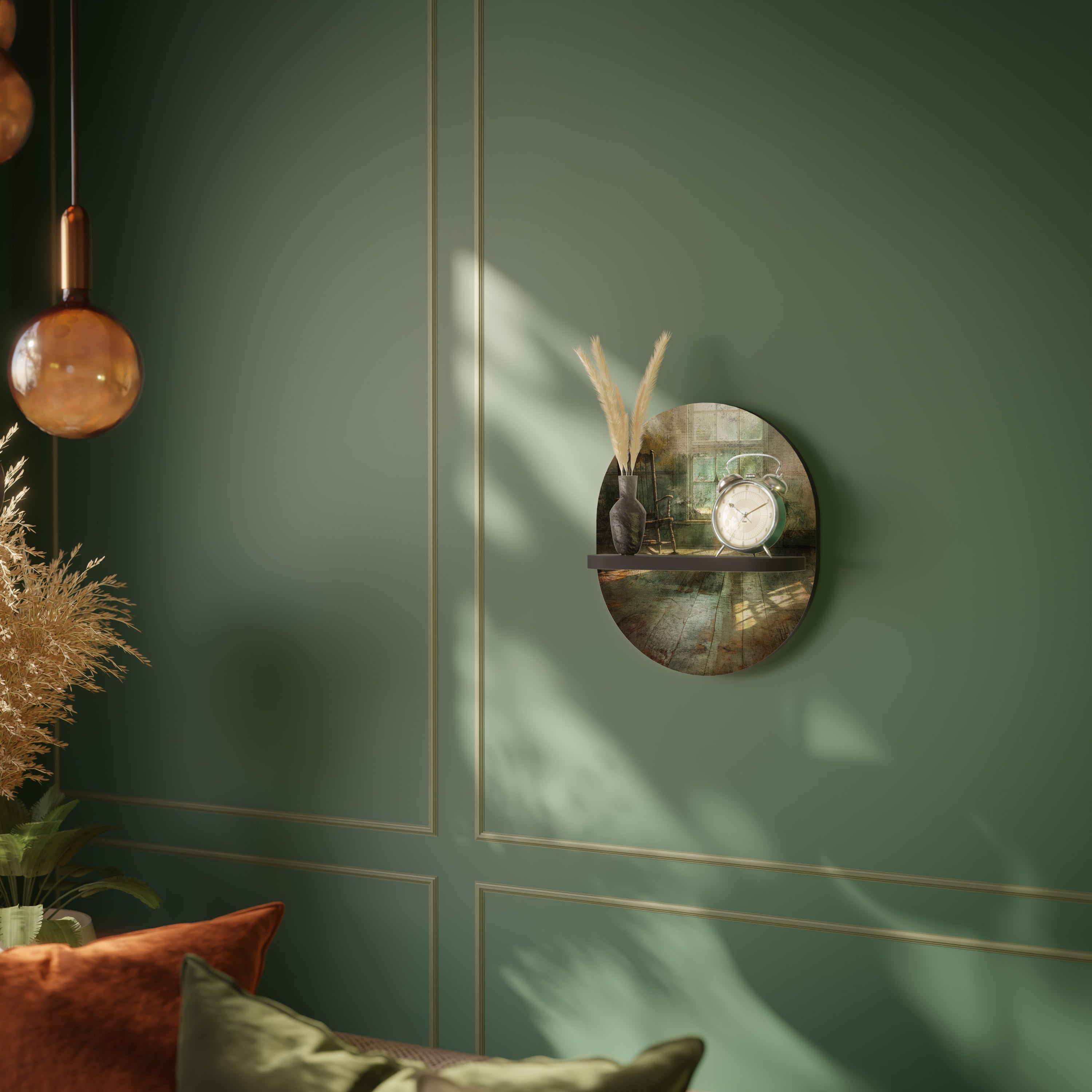 SUNLIT STILLNESS Prateleira Oval Decorativa em Acabamento Preto