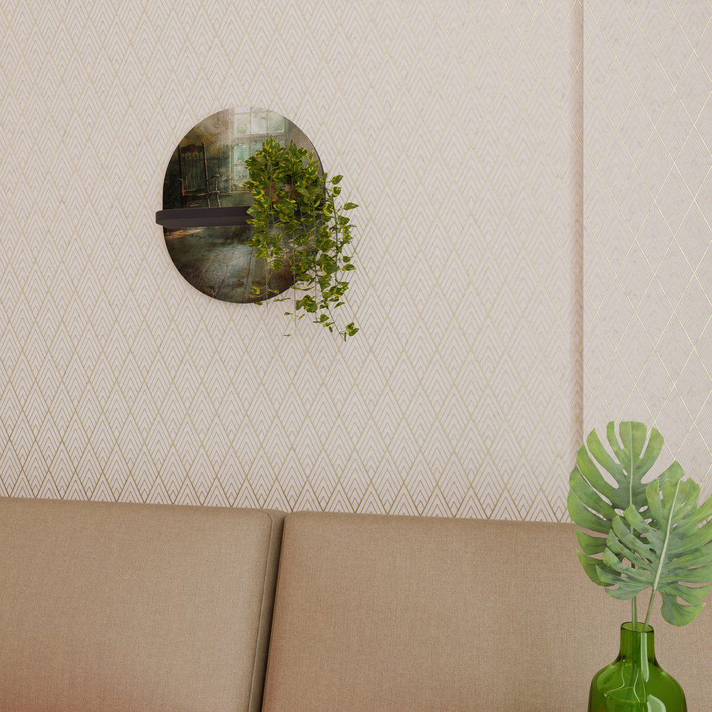 SUNLIT STILLNESS Prateleira Oval Decorativa em Acabamento Preto