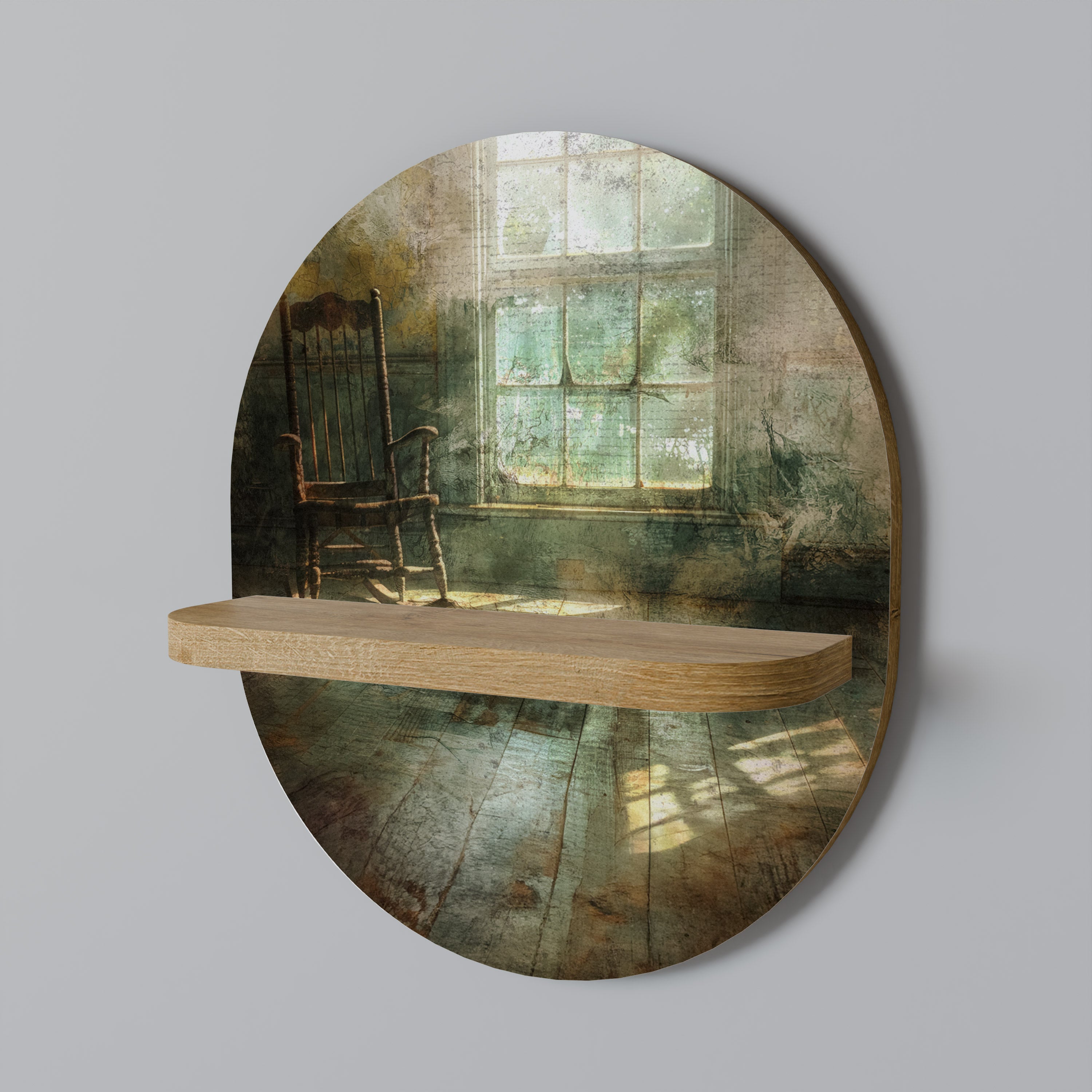 SUNLIT STILLNESS Prateleira Oval Decorativa em Efeito Carvalho