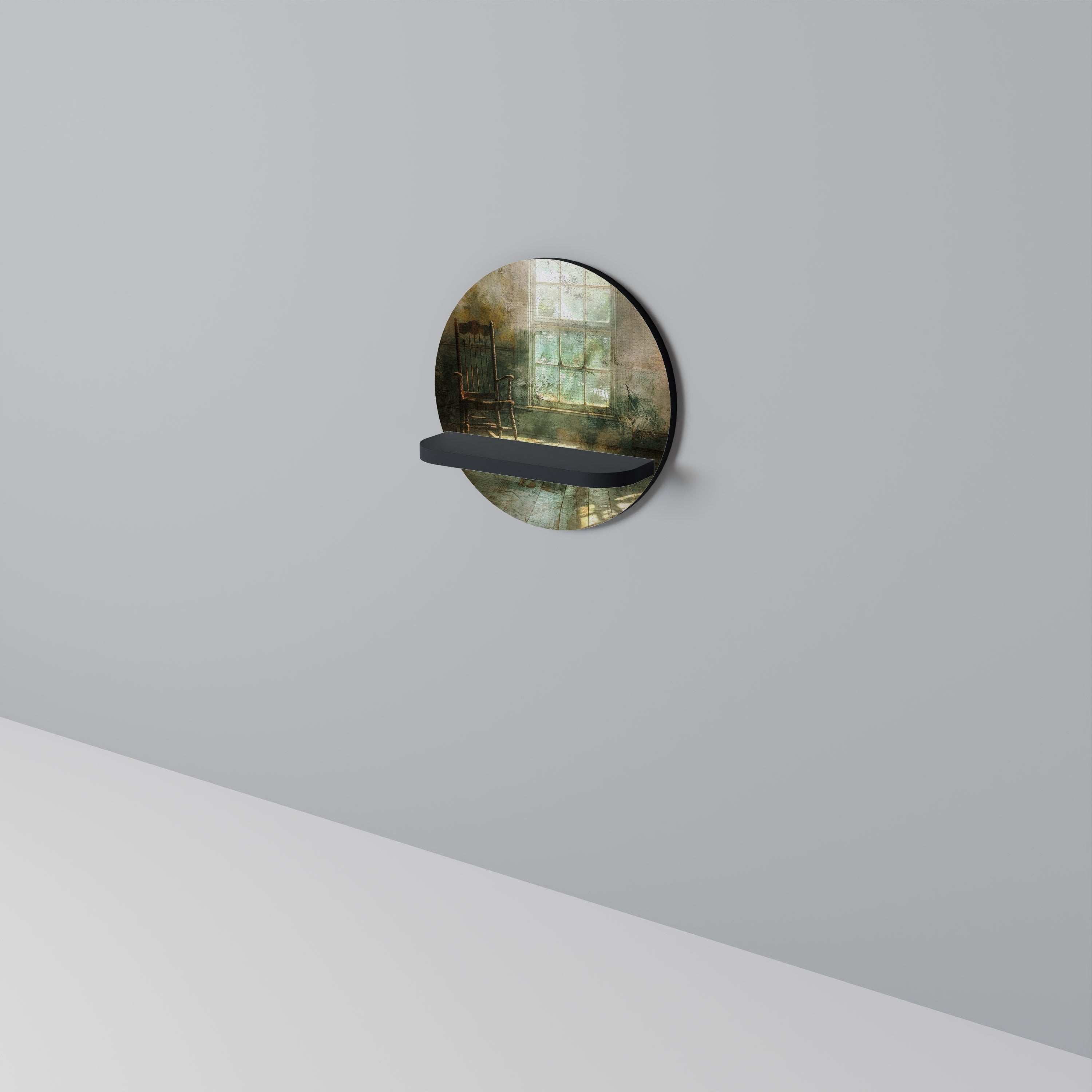 SUNLIT STILLNESS Prateleira Redonda Decorativa em Acabamento Preto