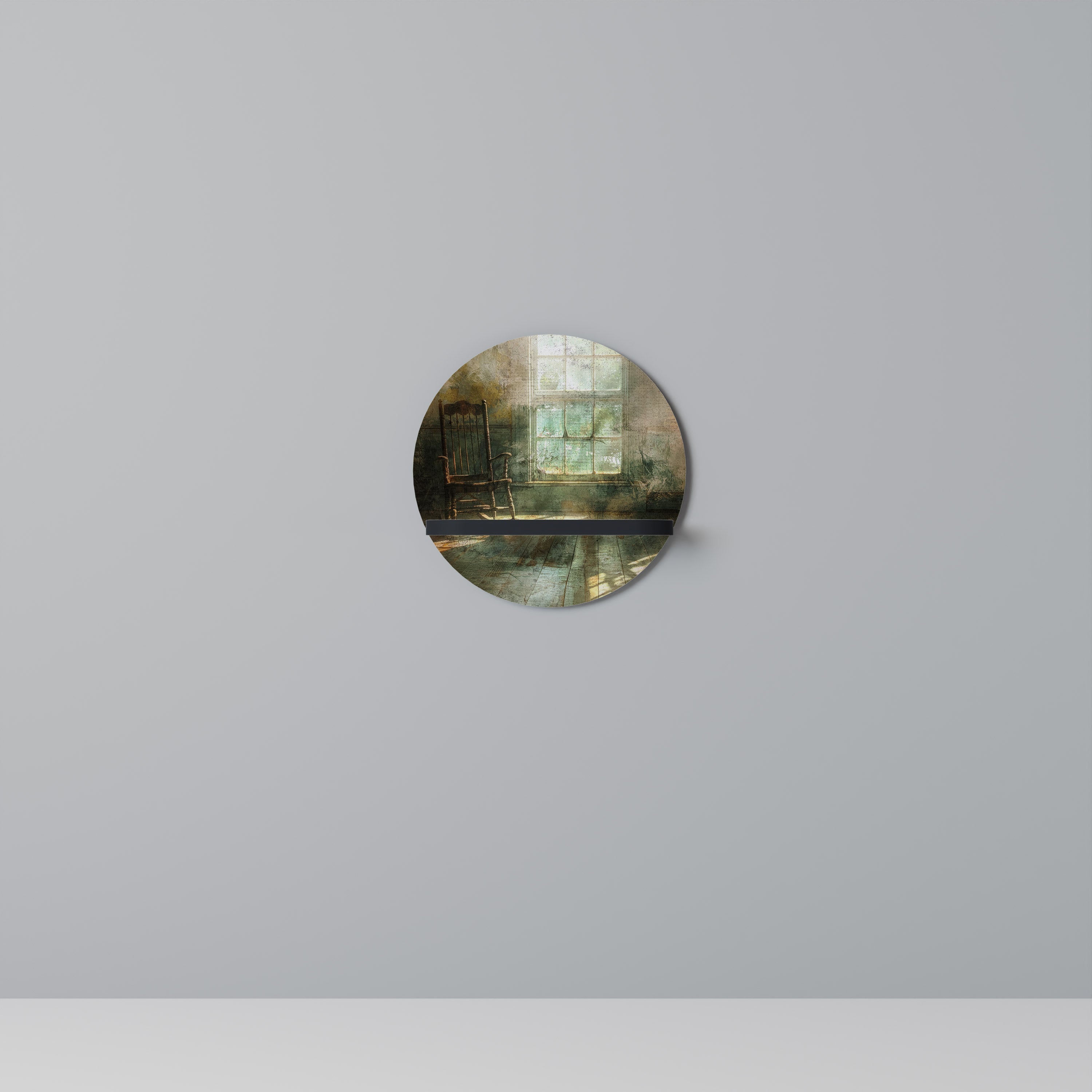 SUNLIT STILLNESS Prateleira Redonda Decorativa em Acabamento Preto