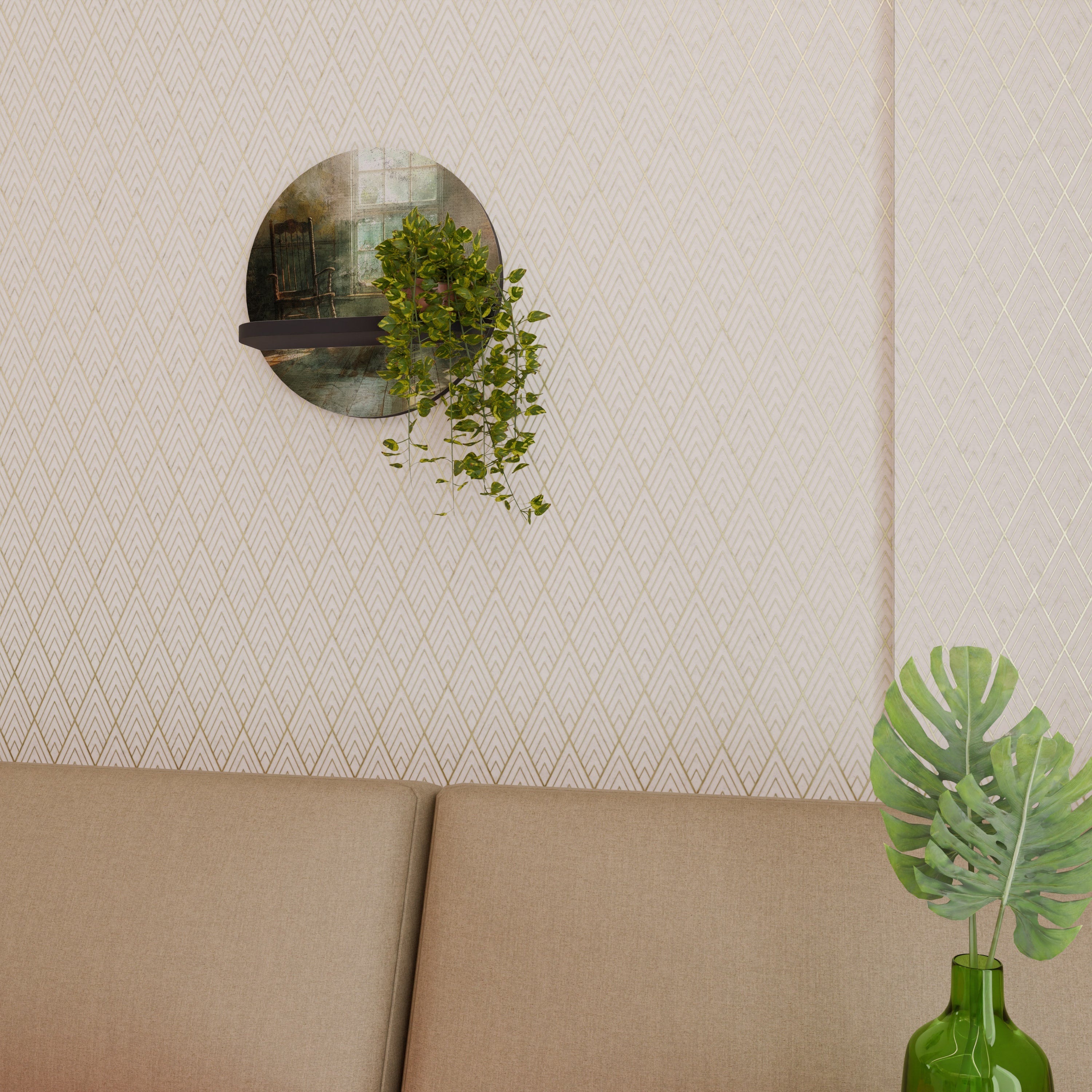 SUNLIT STILLNESS Prateleira Redonda Decorativa em Acabamento Preto