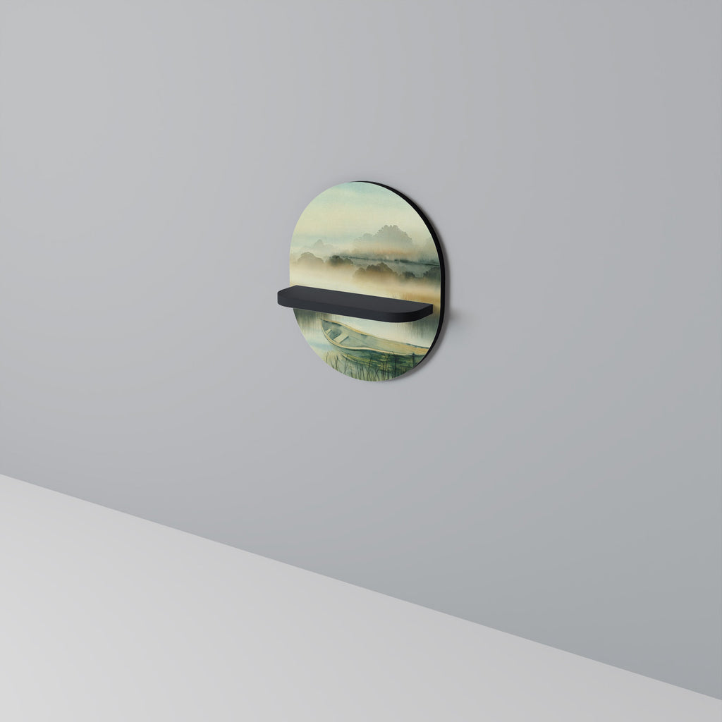 MORNING BY THE LAKE Prateleira Oval Decorativa em Acabamento Preto