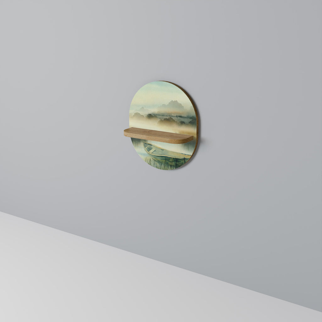 MORNING BY THE LAKE Prateleira Oval Decorativa em Efeito Carvalho