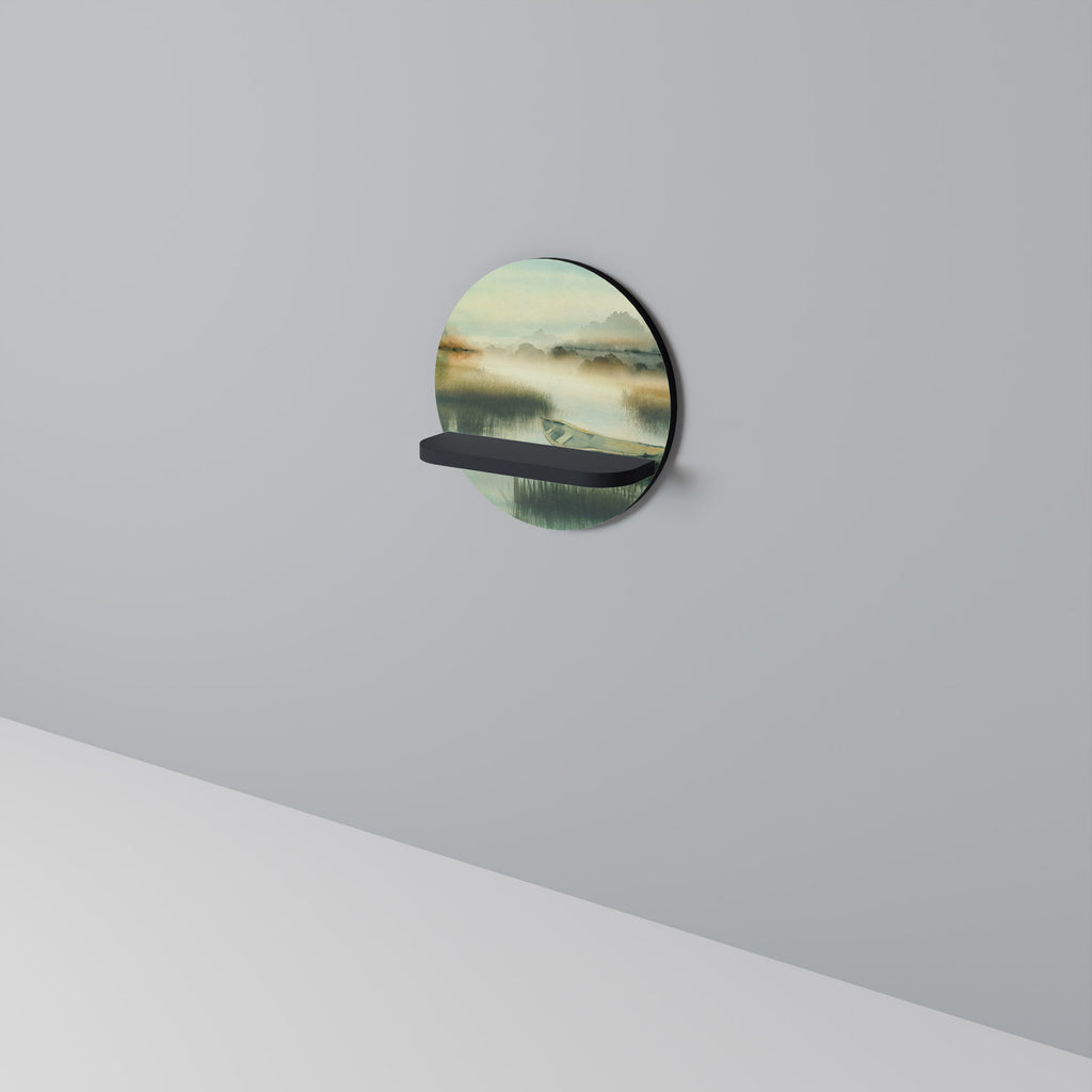 MORNING BY THE LAKE Prateleira Redonda Decorativa em Acabamento Preto