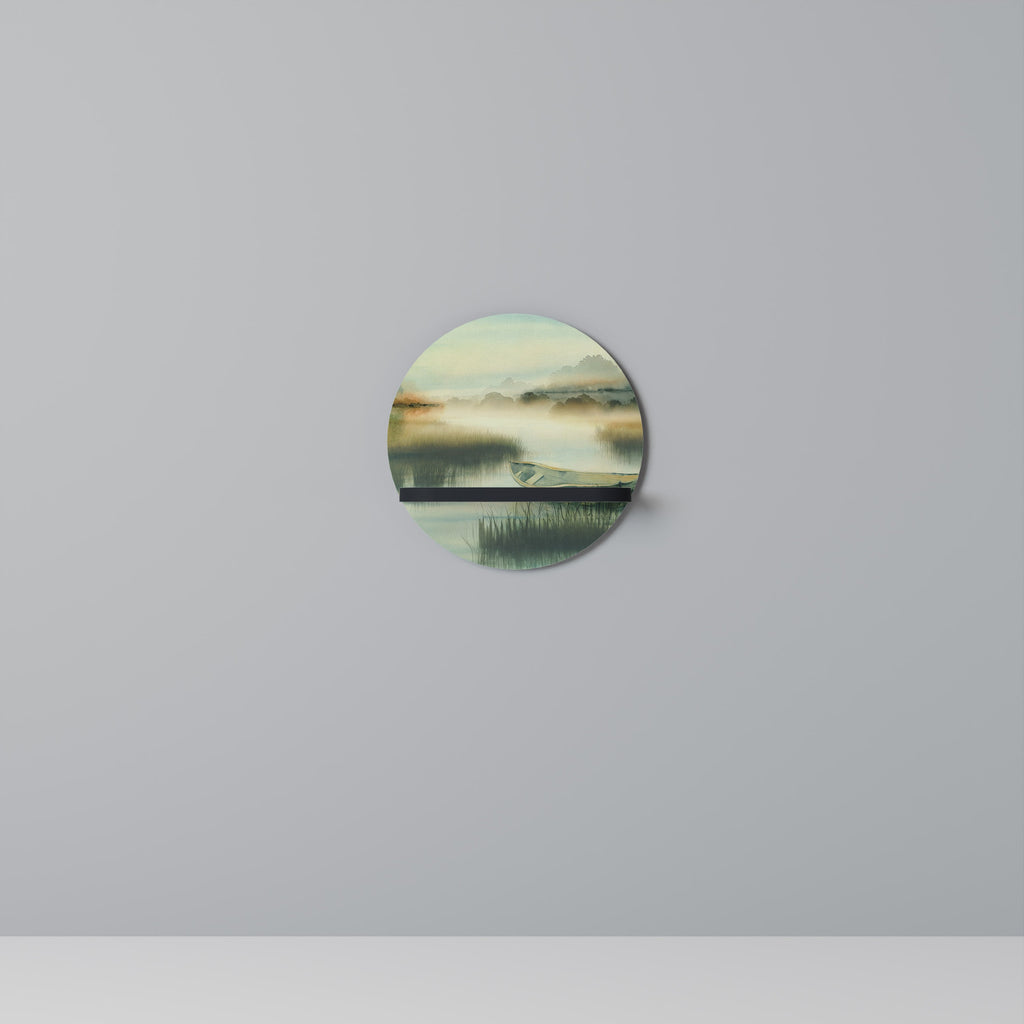 MORNING BY THE LAKE Prateleira Redonda Decorativa em Acabamento Preto
