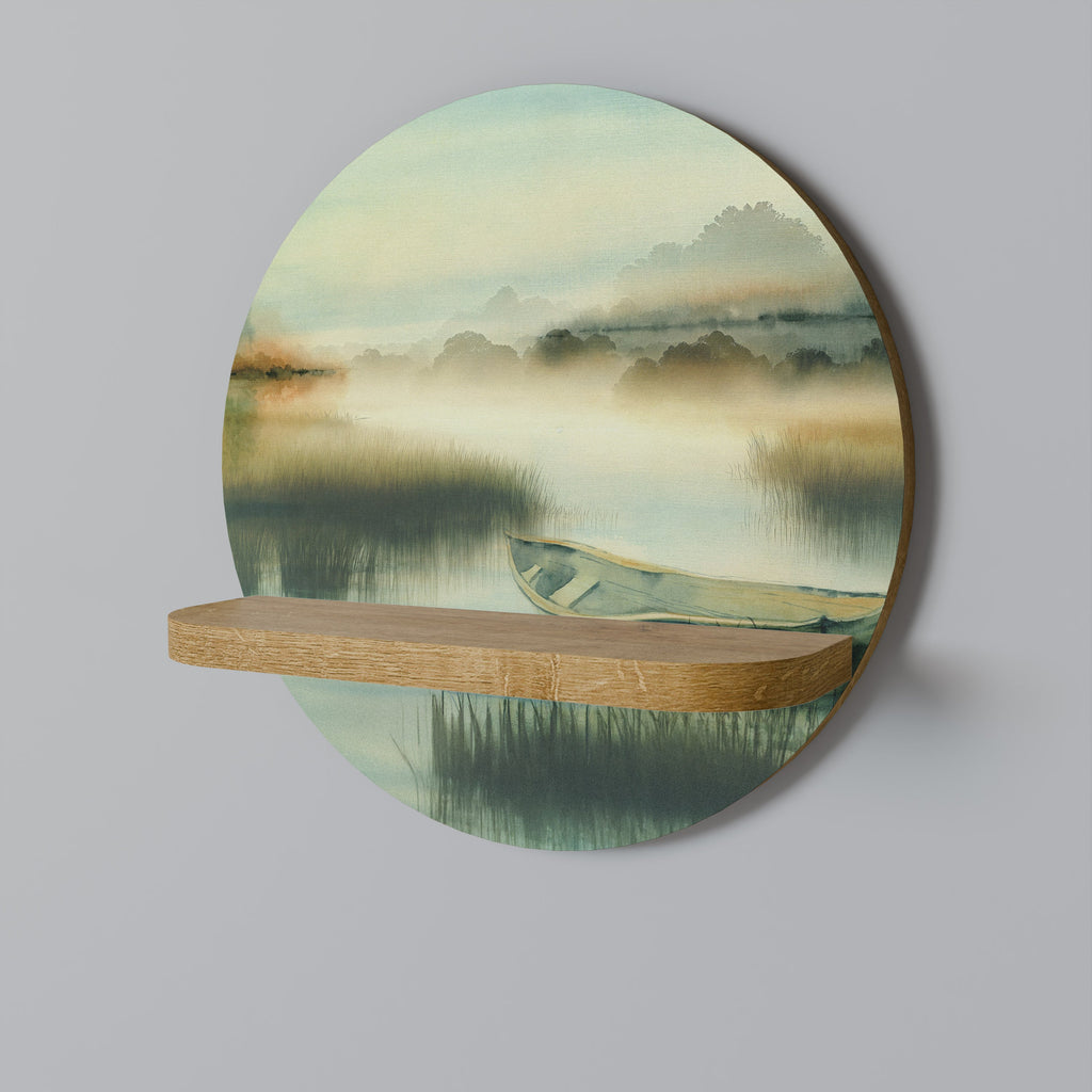 MORNING BY THE LAKE Prateleira Redonda Decorativa em Efeito Carvalho