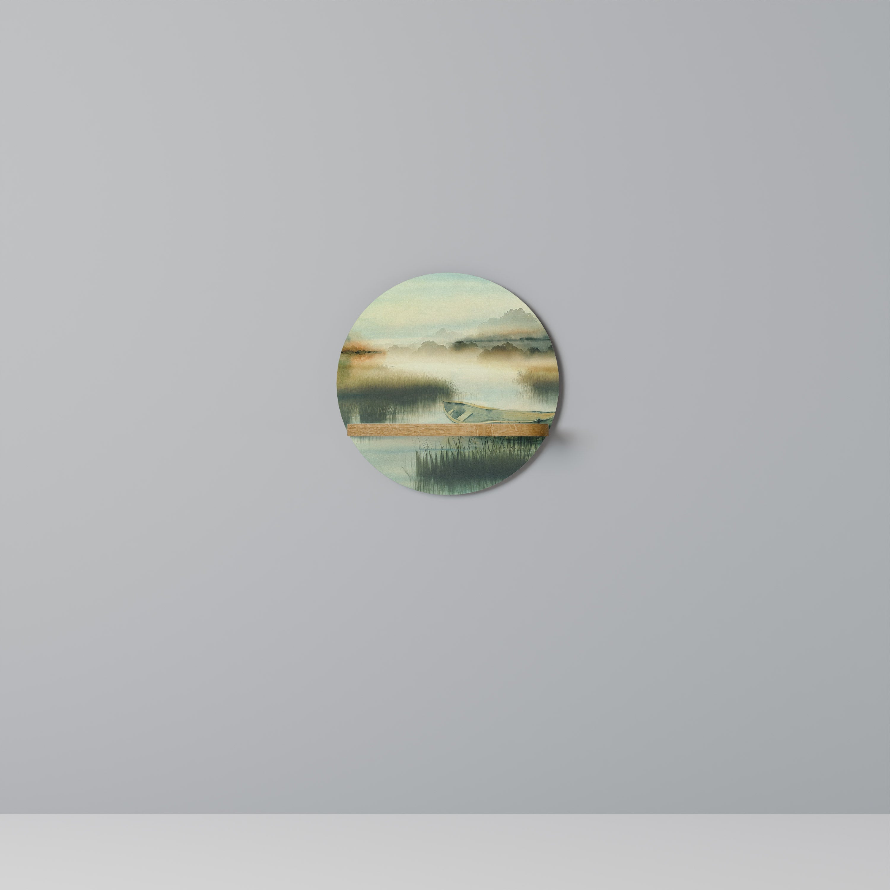 MORNING BY THE LAKE Prateleira Redonda Decorativa em Efeito Carvalho