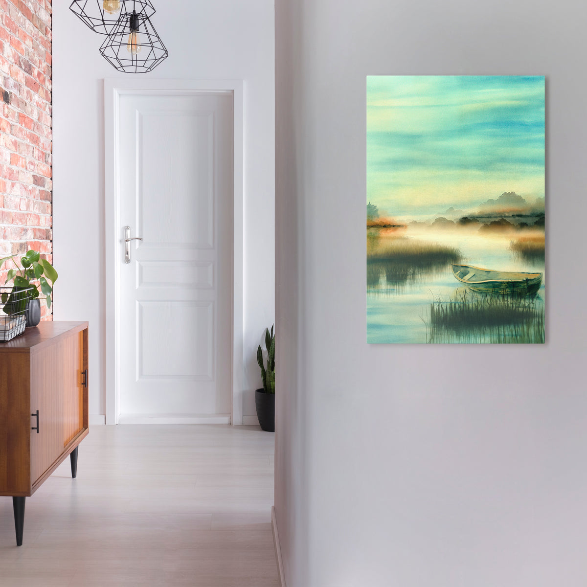MORNING BY THE LAKE Quadro em tela vertical