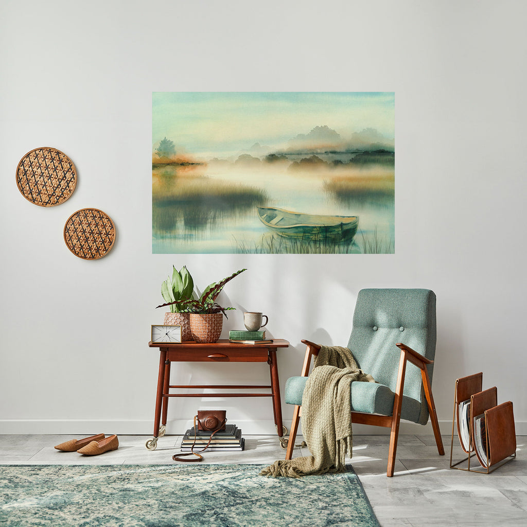 MORNING BY THE LAKE Peel and Stick Horizontal Poster