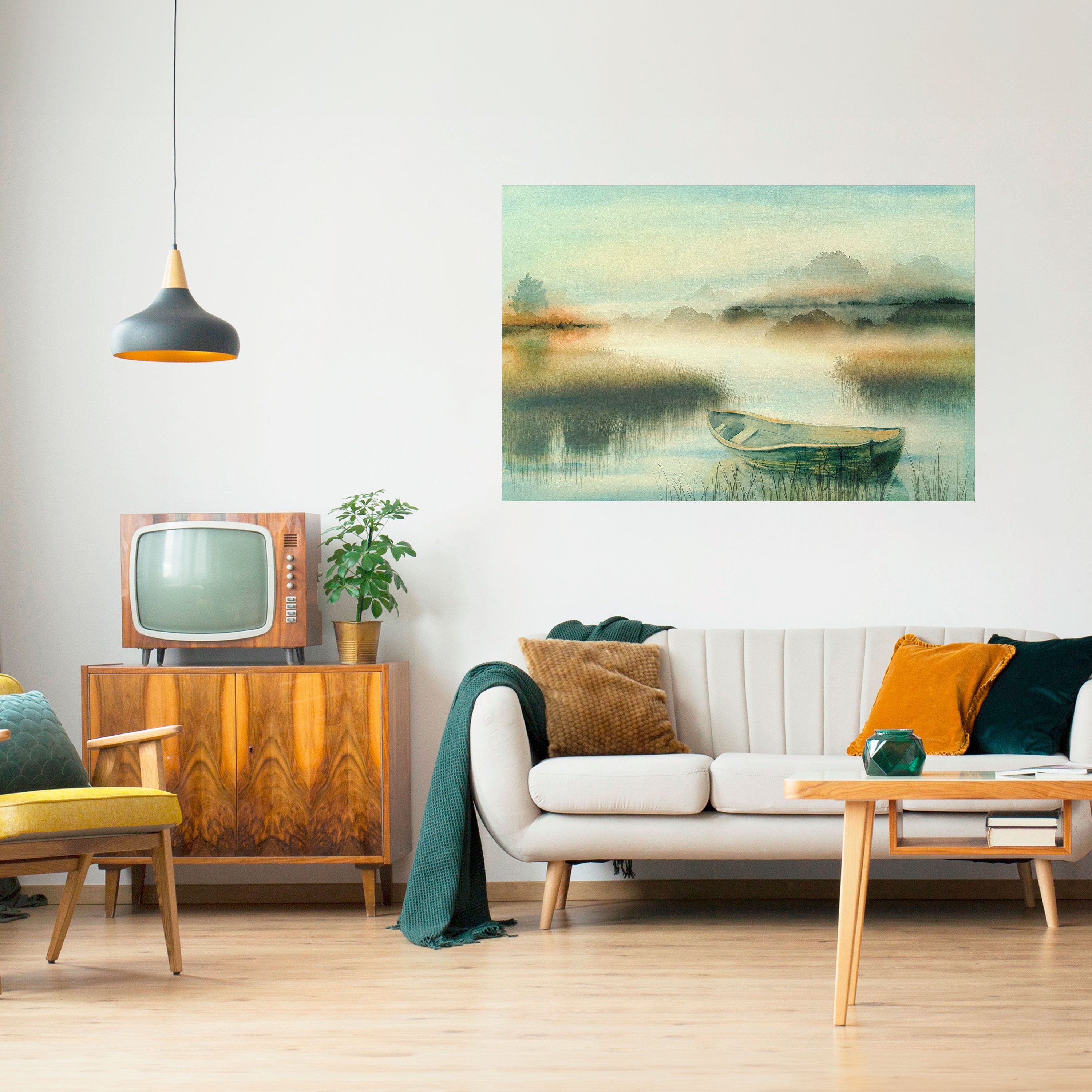 MORNING BY THE LAKE Peel and Stick Horizontal Poster