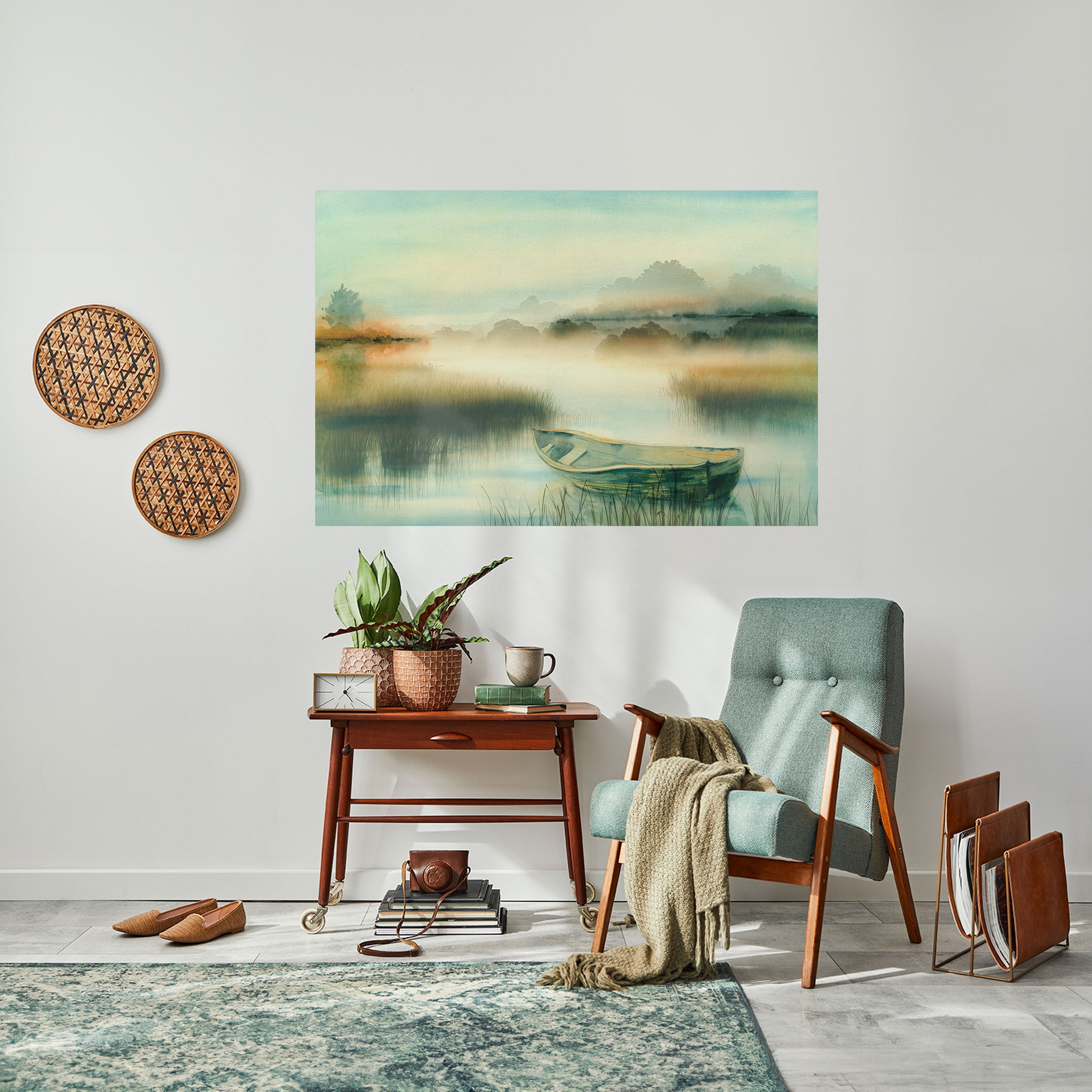 MORNING BY THE LAKE Peel and Stick Horizontal Poster