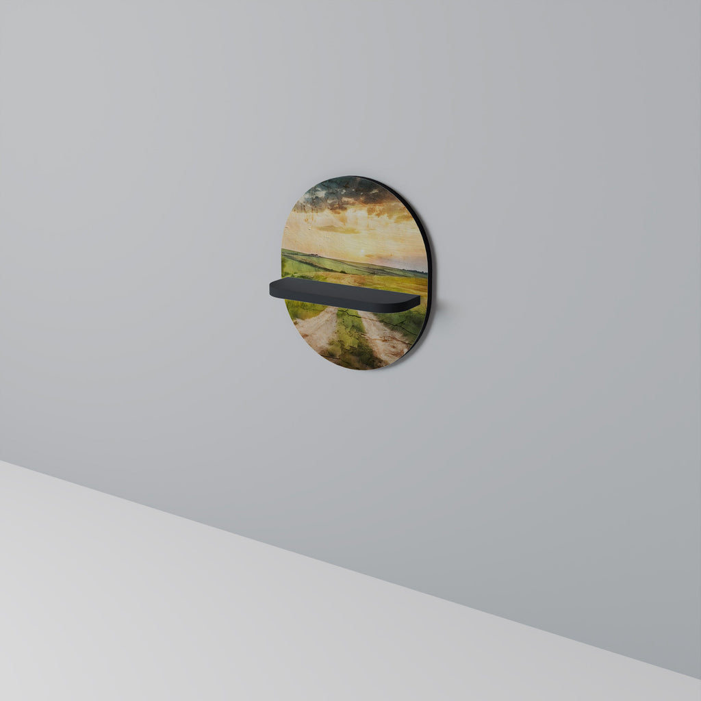 SUNSET PATH Prateleira Oval Decorativa em Acabamento Preto