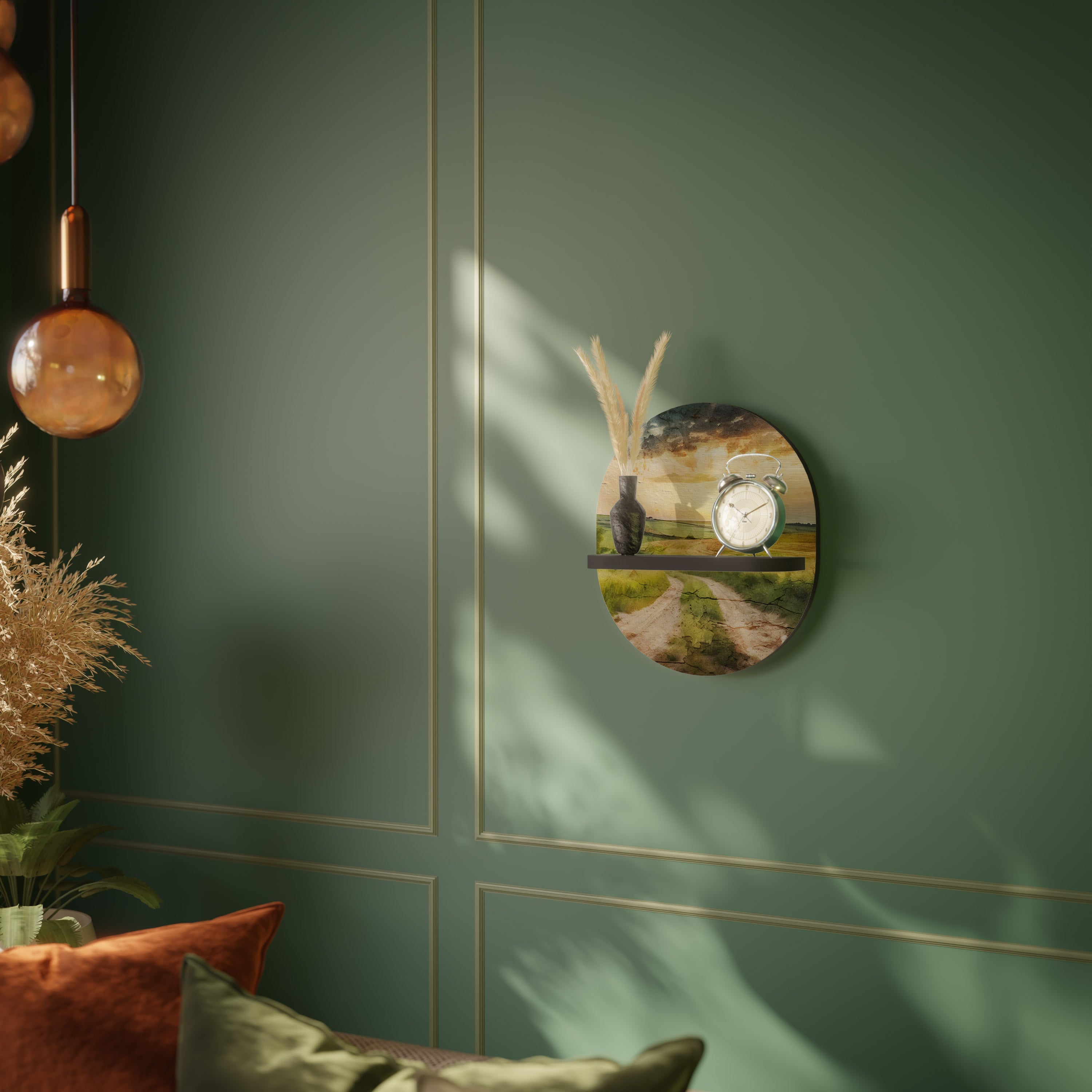 SUNSET PATH Prateleira Oval Decorativa em Acabamento Preto