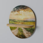 SUNSET PATH Prateleira Oval Decorativa em Efeito Carvalho