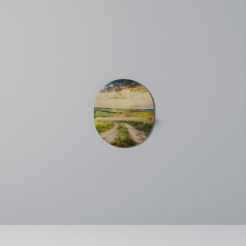 SUNSET PATH Prateleira Oval Decorativa em Efeito Carvalho