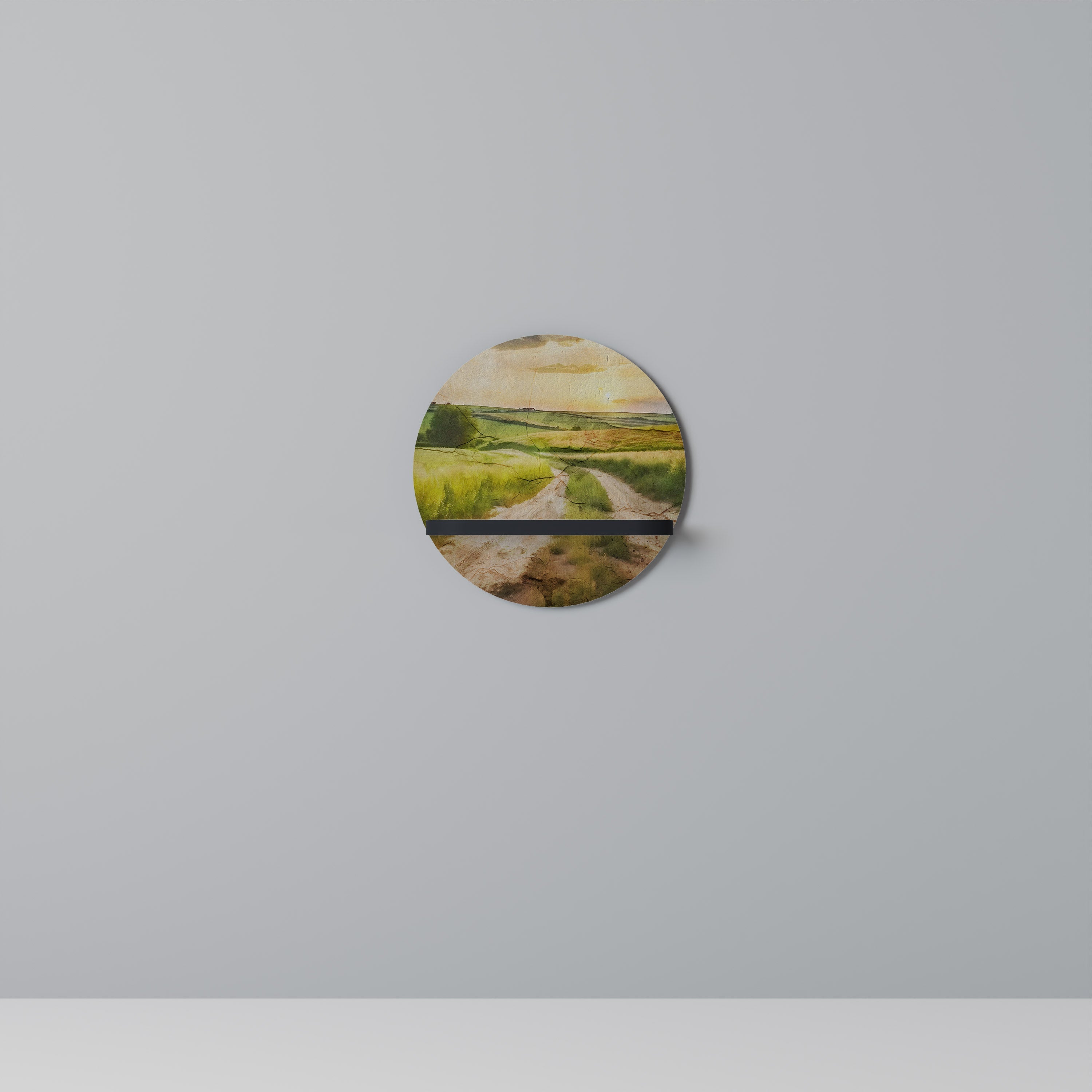 SUNSET PATH Prateleira Redonda Decorativa em Acabamento Preto