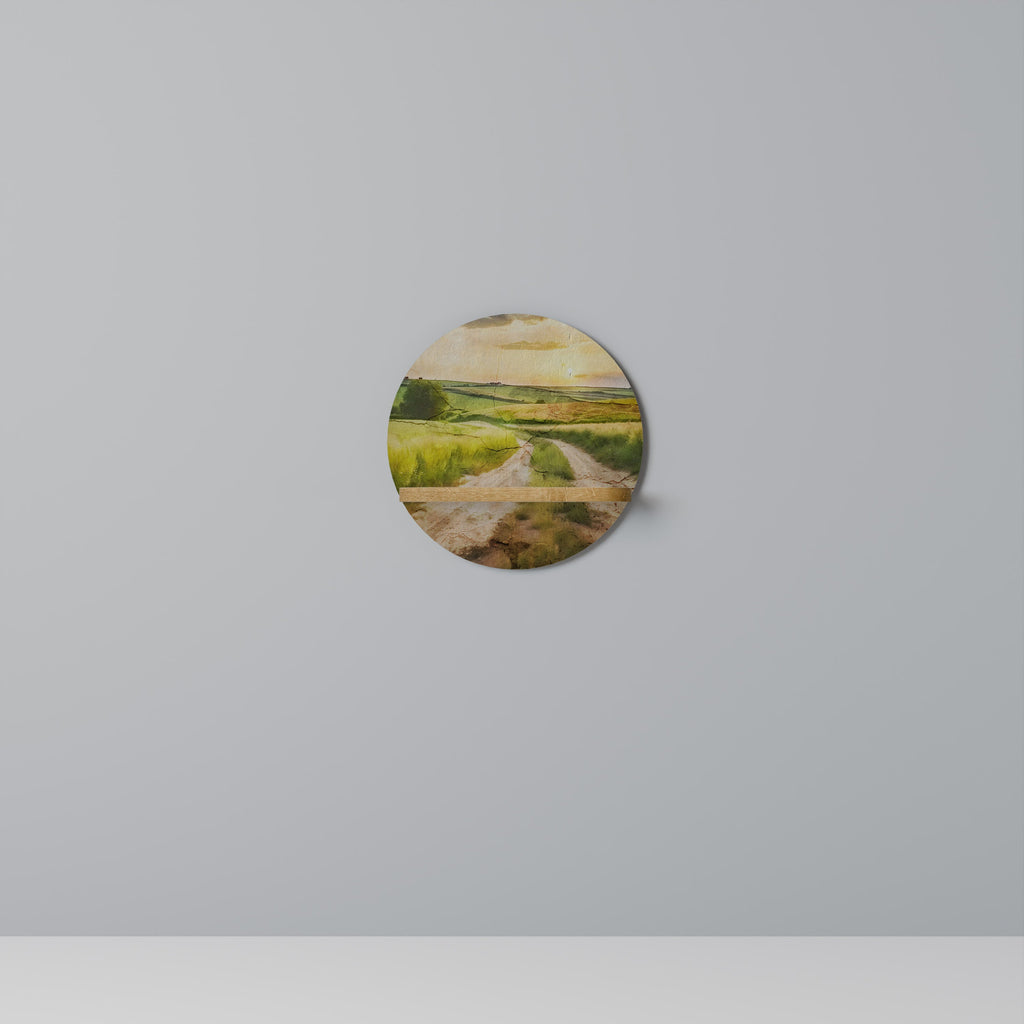 SUNSET PATH Prateleira Redonda Decorativa em Efeito Carvalho