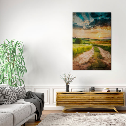SUNSET PATH Vertical Canvas Print