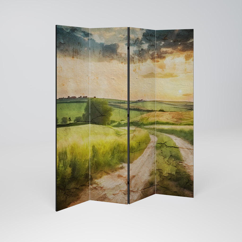 SUNSET PATH Biombo Decorativo de 4 Painéis