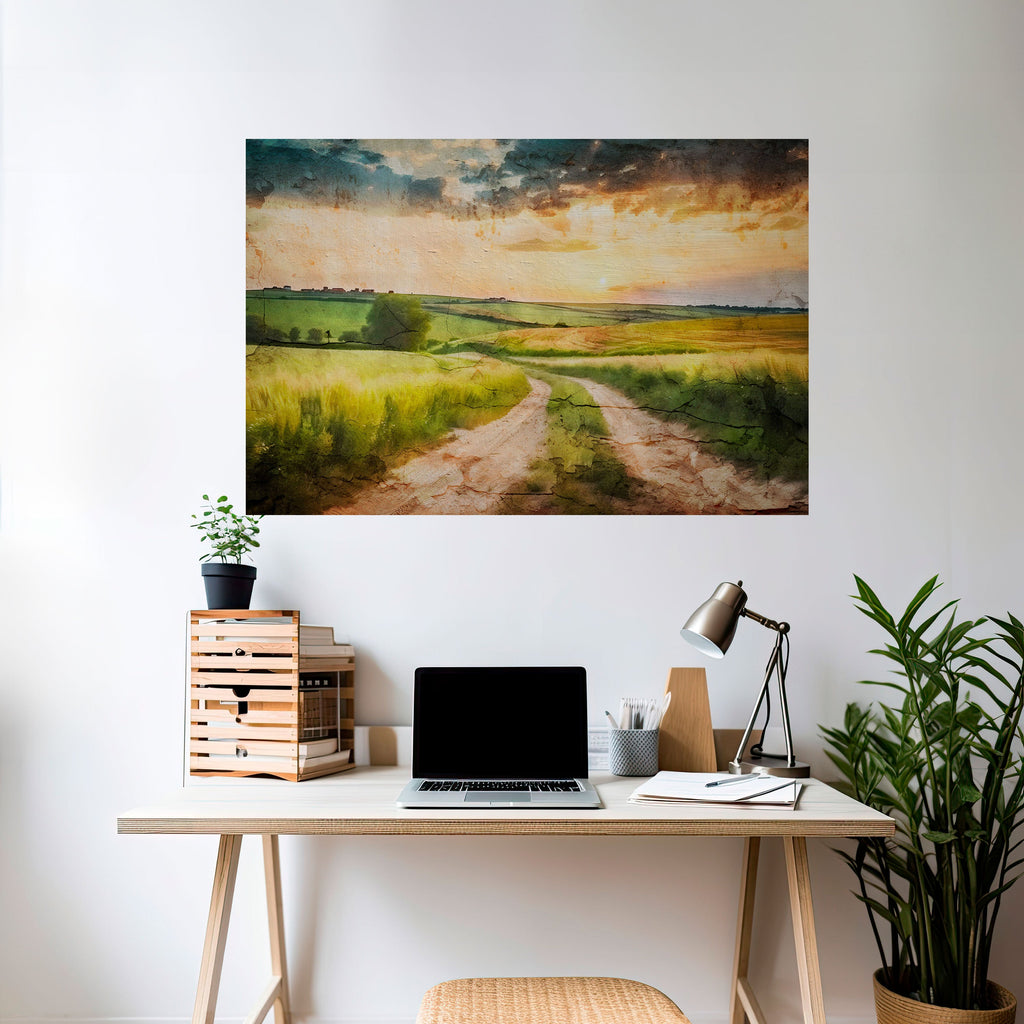 SUNSET PATH Peel and Stick Horizontal Poster