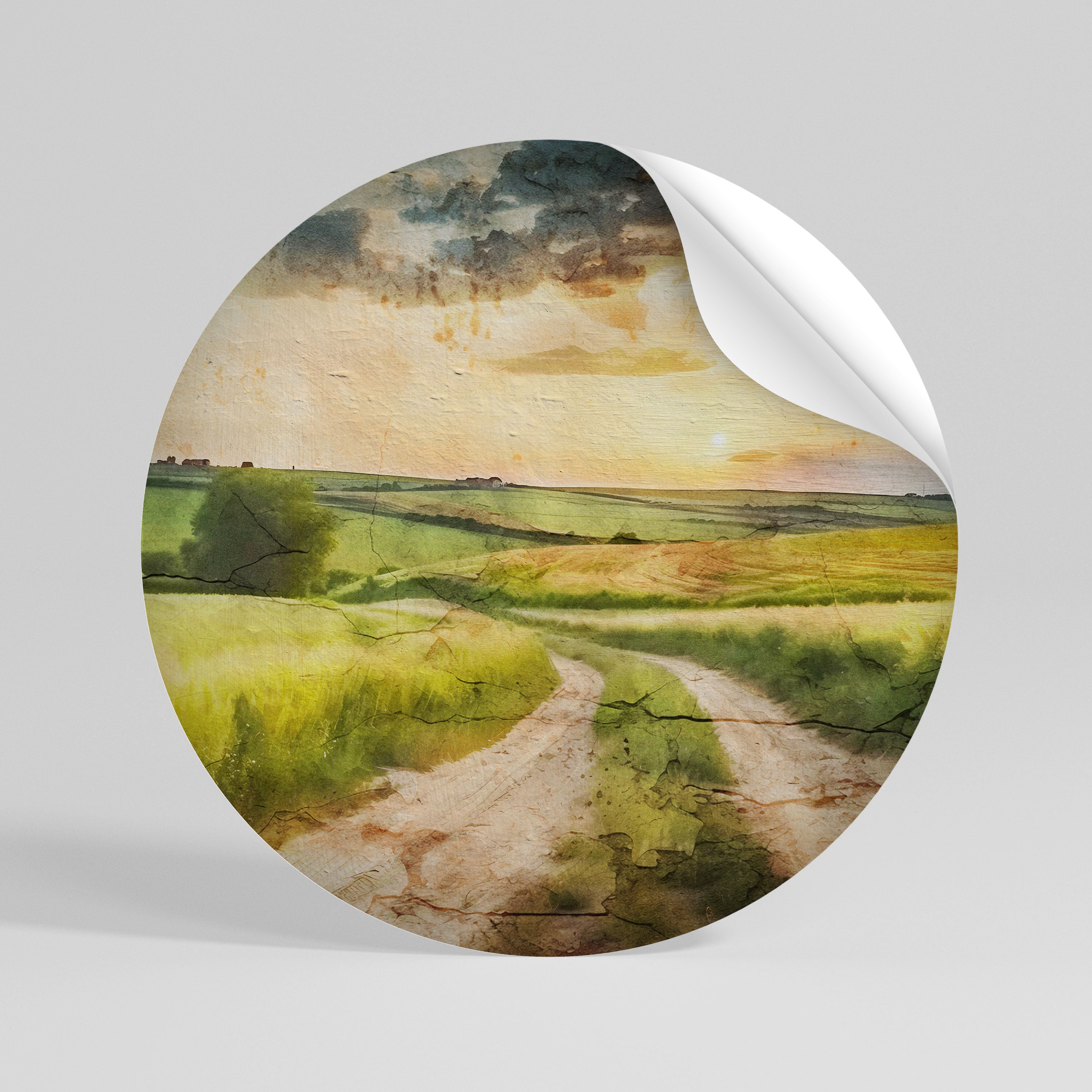 SUNSET PATH Peel and Stick Round Sticker