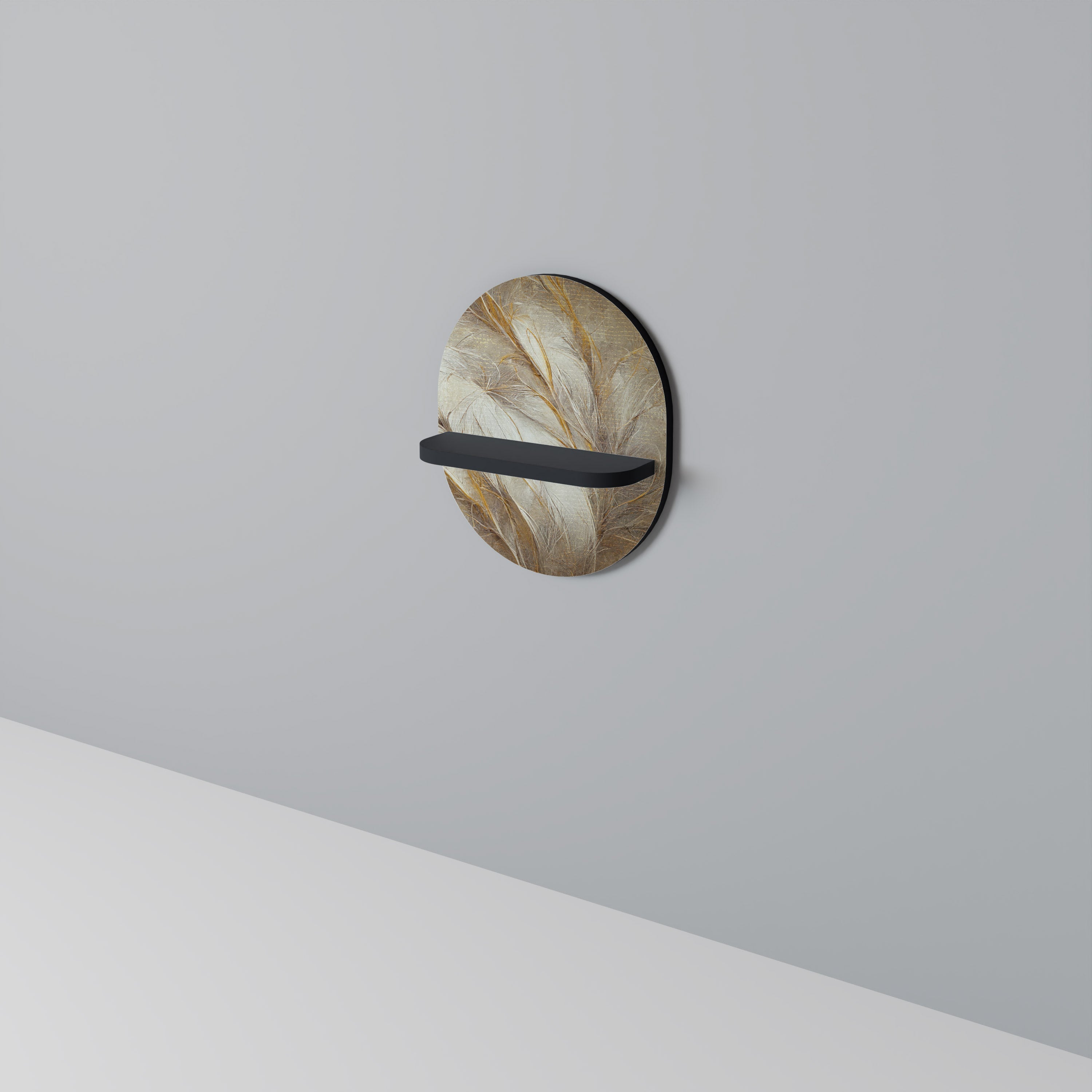 SOFT PLUMAGE Prateleira Oval Decorativa em Acabamento Preto