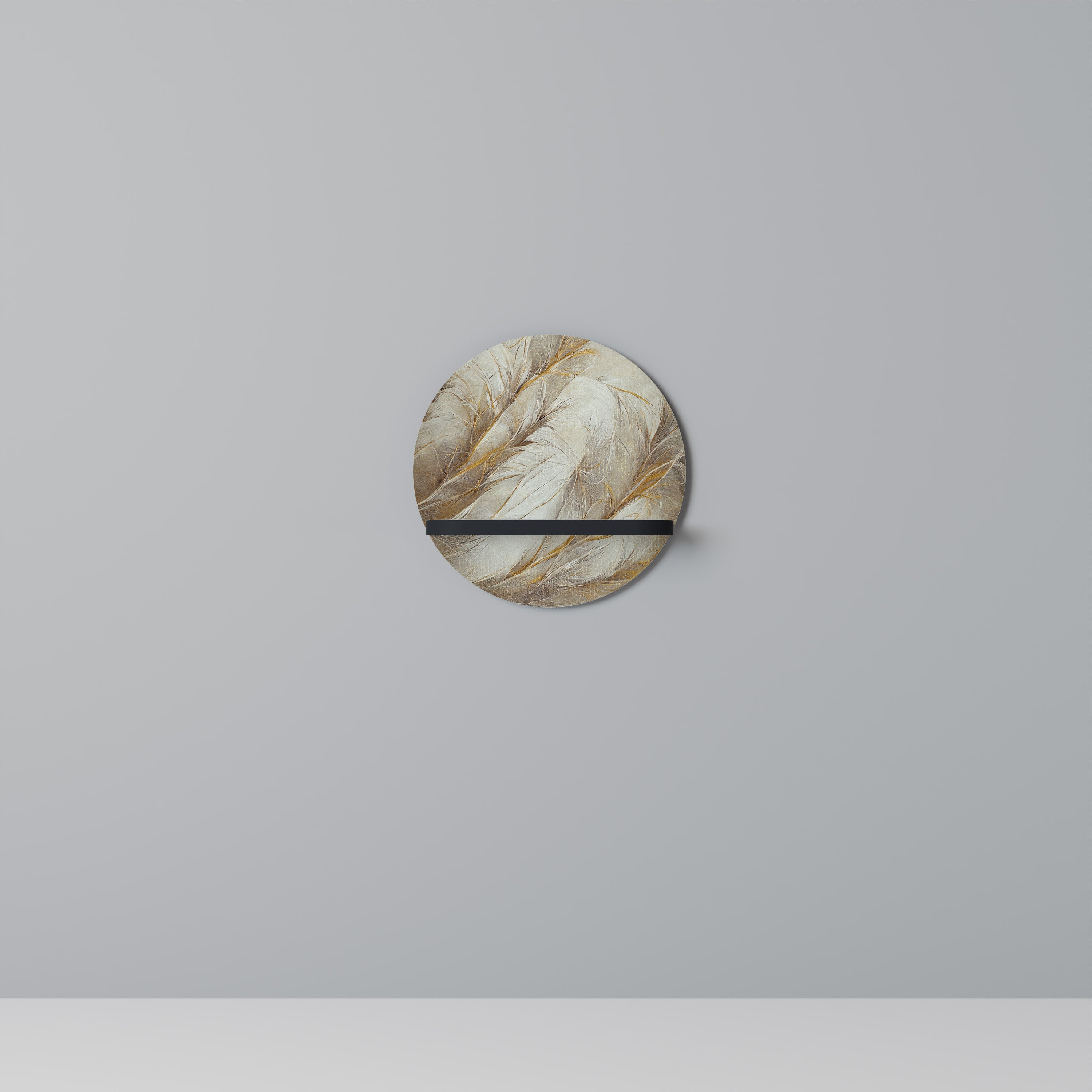 SOFT PLUMAGE Prateleira Redonda Decorativa em Acabamento Preto