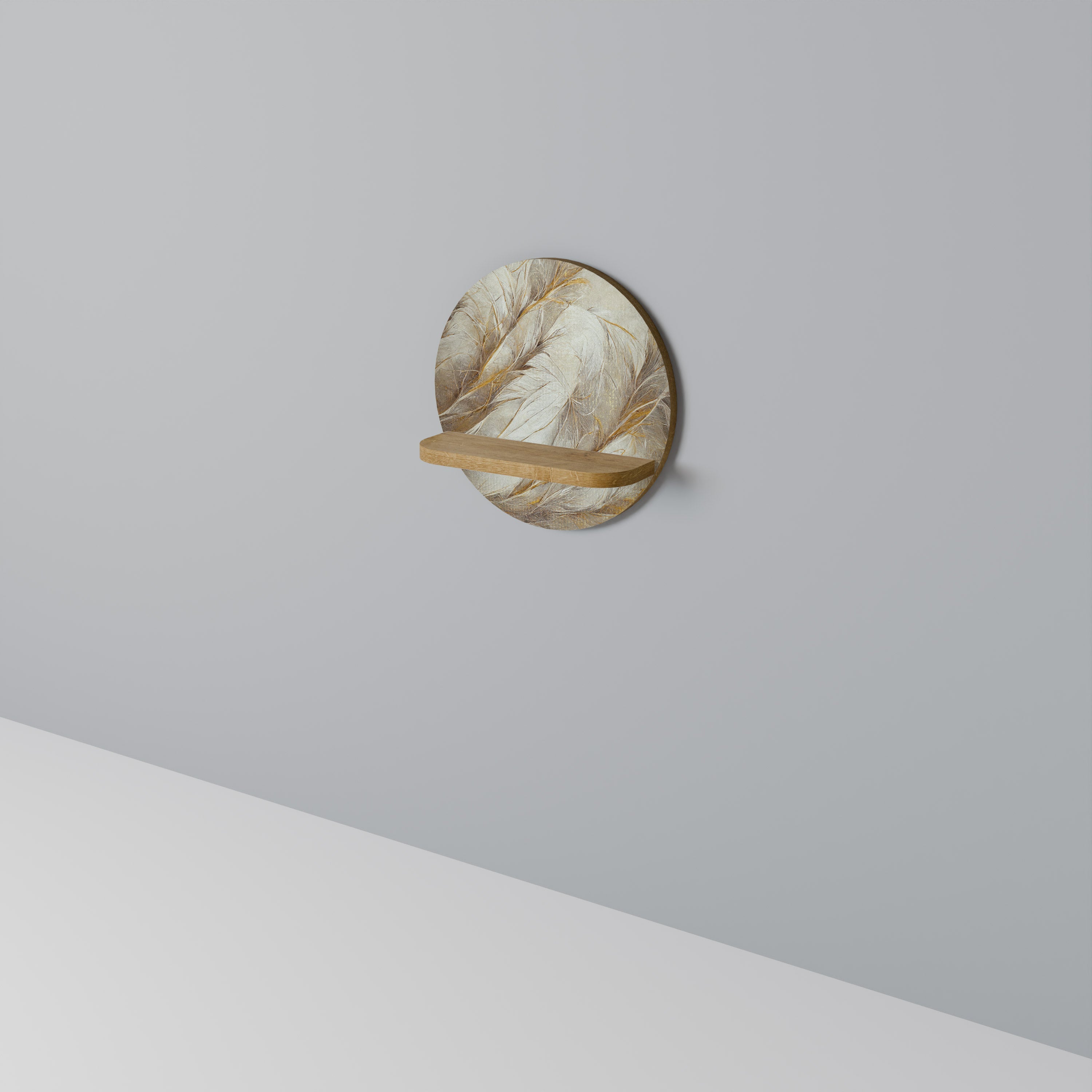 SOFT PLUMAGE Prateleira Redonda Decorativa em Efeito Carvalho