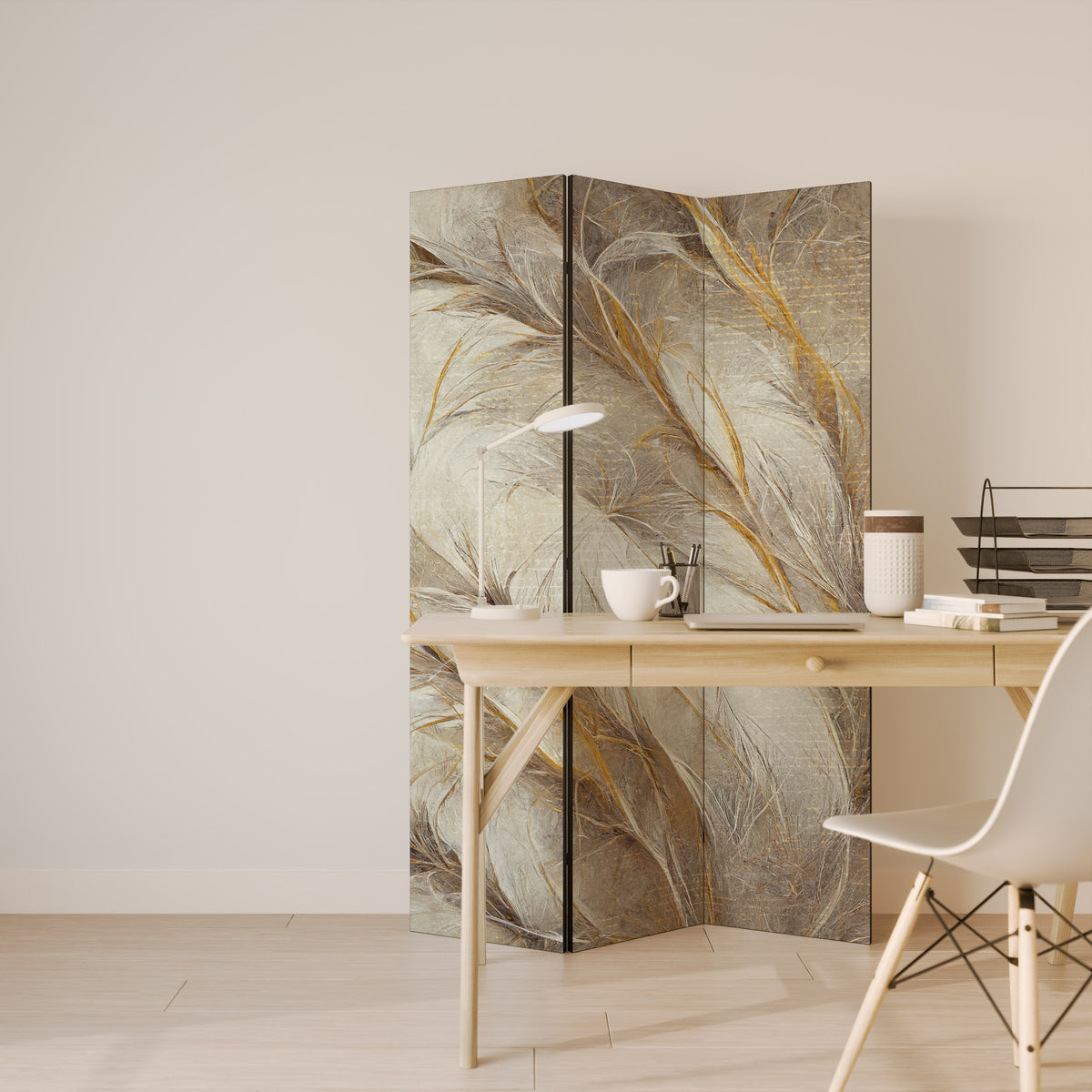 SOFT PLUMAGE 3-Panel Room Divider