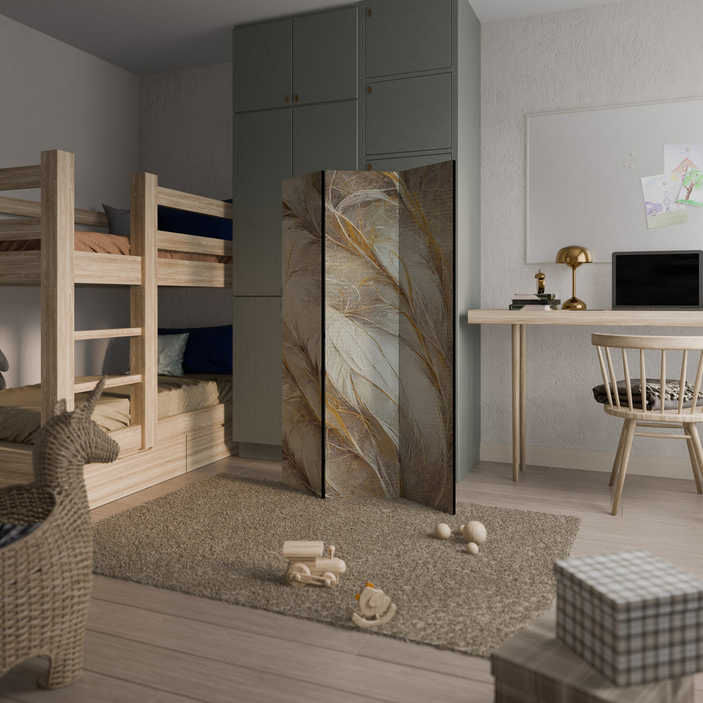 SOFT PLUMAGE Biombo Decorativo de 3 Painéis