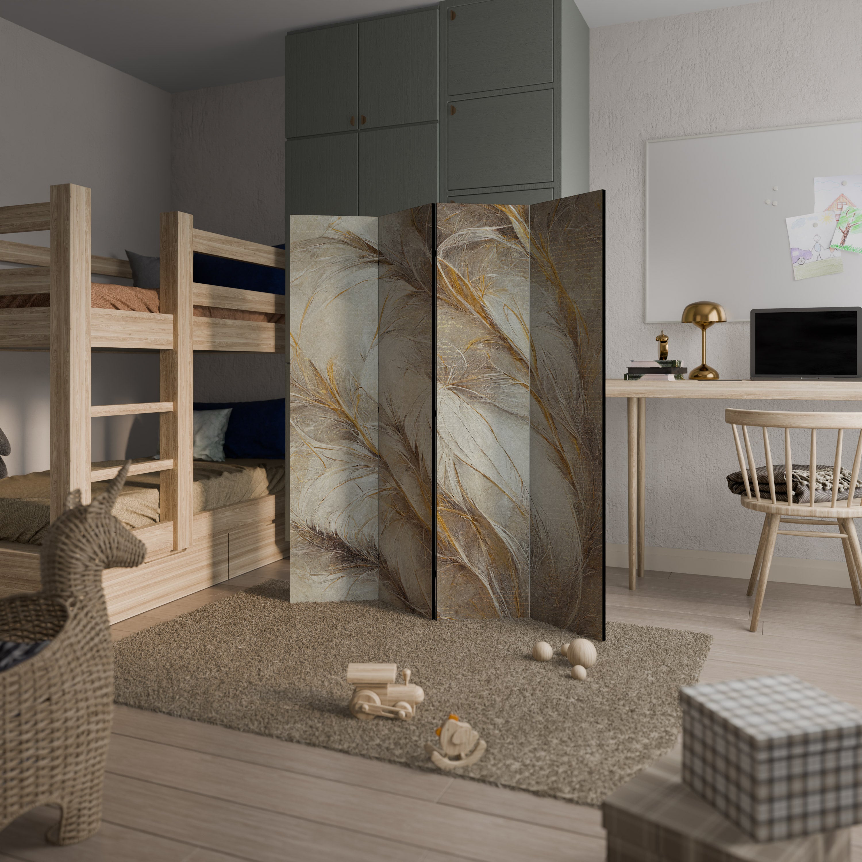 SOFT PLUMAGE 4-Panel Room Divider