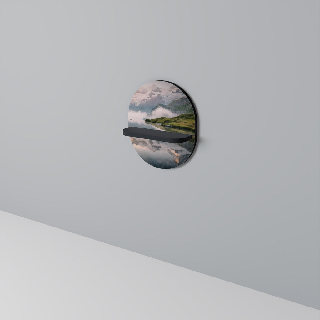 FOGGY HORIZON Prateleira Oval Decorativa em Acabamento Preto