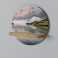 FOGGY HORIZON Round Art Shelf In Oak Effect