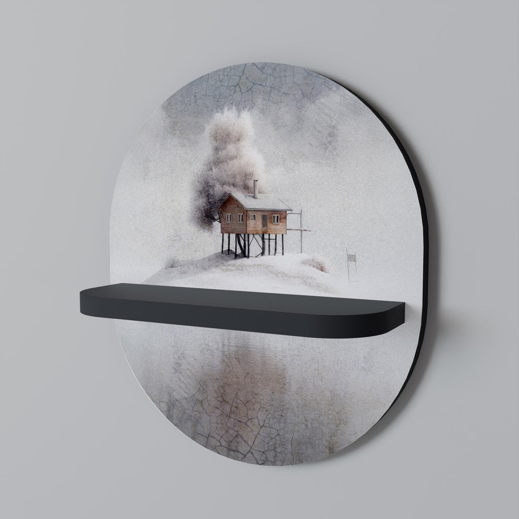 SILENT CABIN Prateleira Oval Decorativa em Acabamento Preto