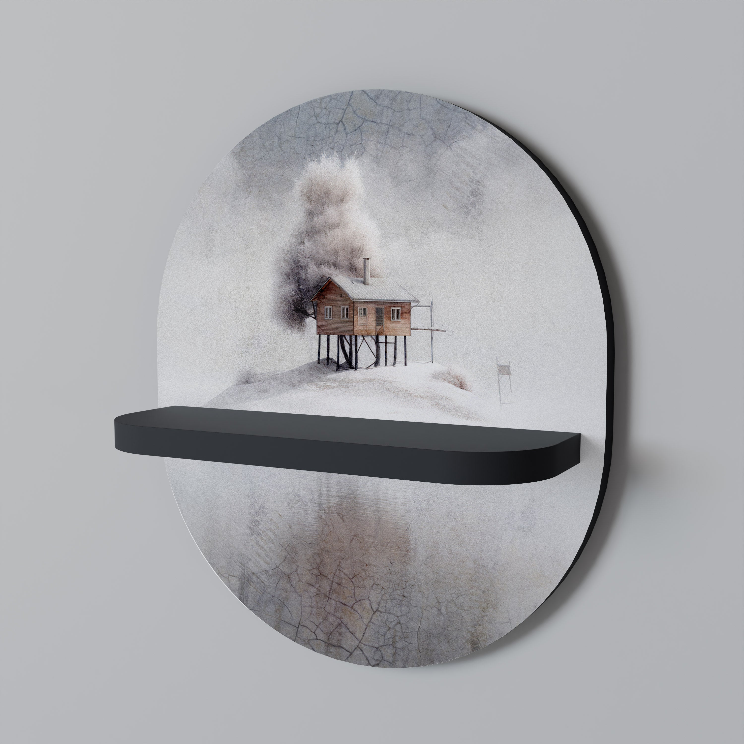 SILENT CABIN Prateleira Oval Decorativa em Acabamento Preto