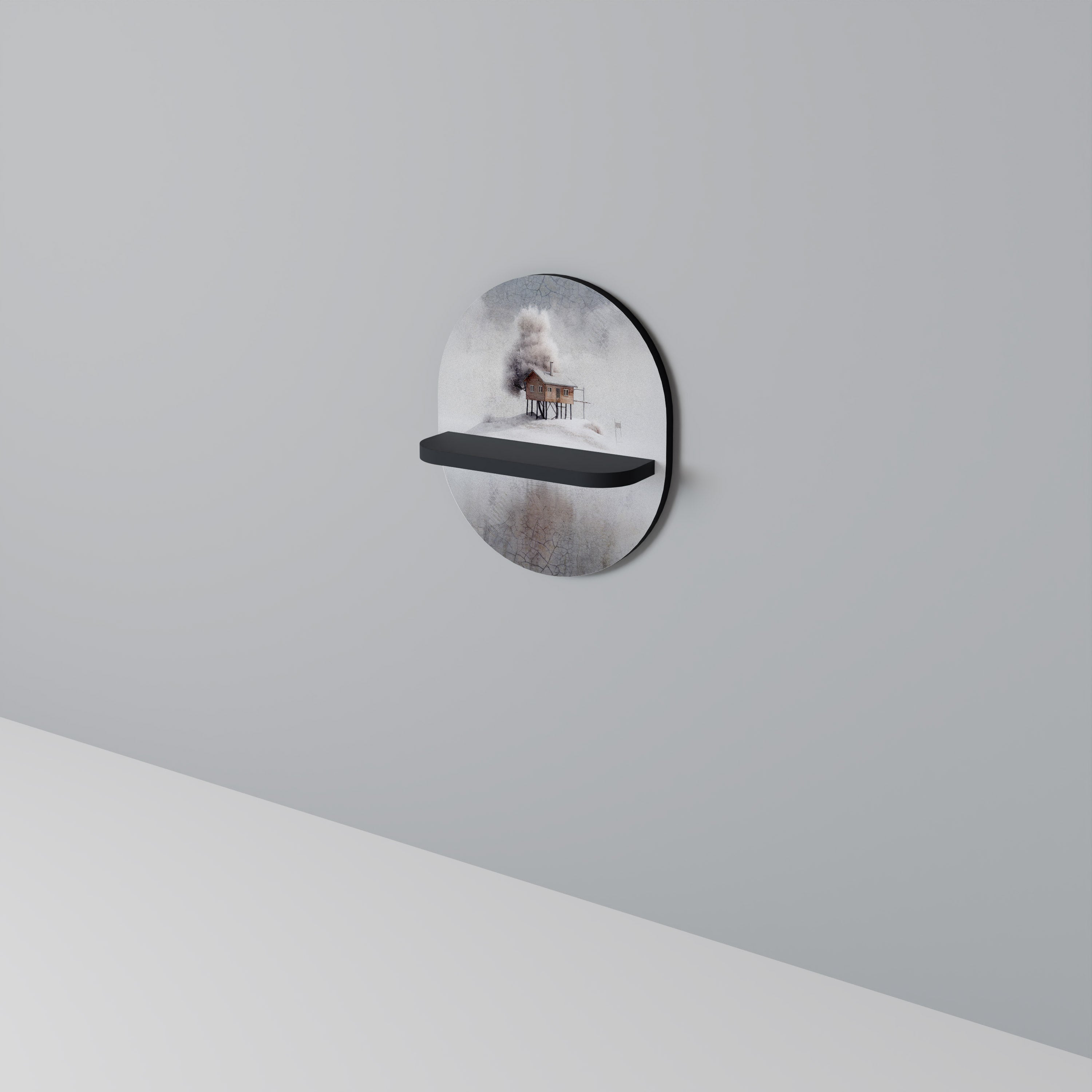 SILENT CABIN Prateleira Oval Decorativa em Acabamento Preto