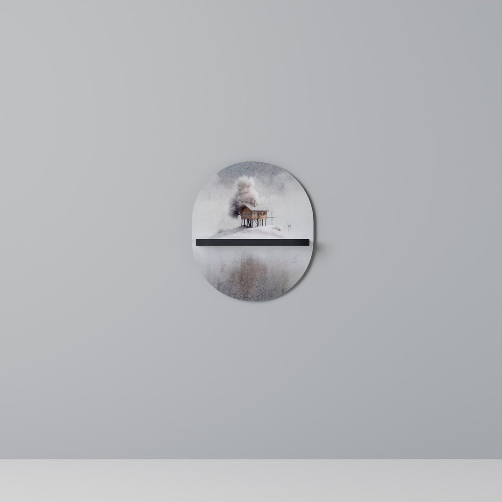 SILENT CABIN Prateleira Oval Decorativa em Acabamento Preto