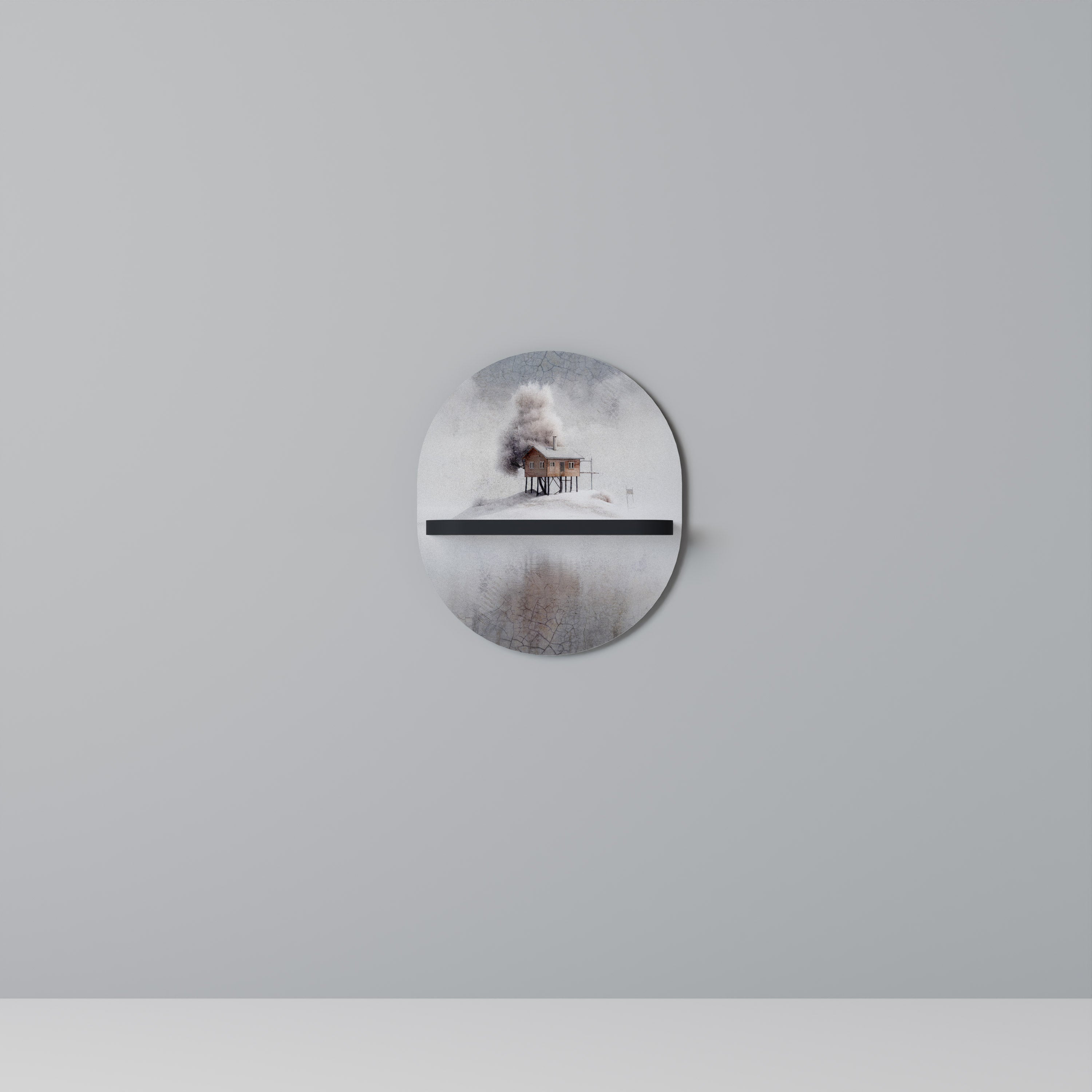 SILENT CABIN Prateleira Oval Decorativa em Acabamento Preto