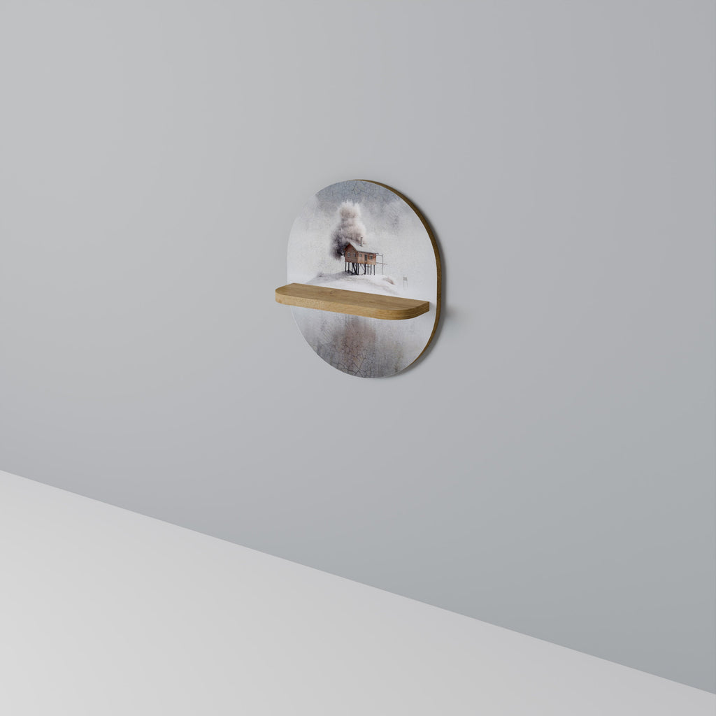 SILENT CABIN Oval Art Shelf In Oak Effect