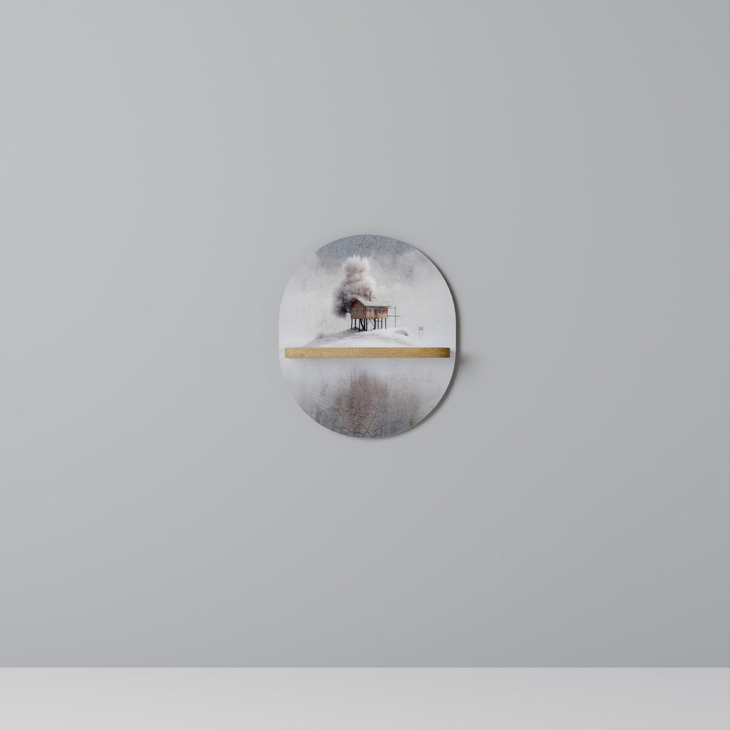 SILENT CABIN Oval Art Shelf In Oak Effect