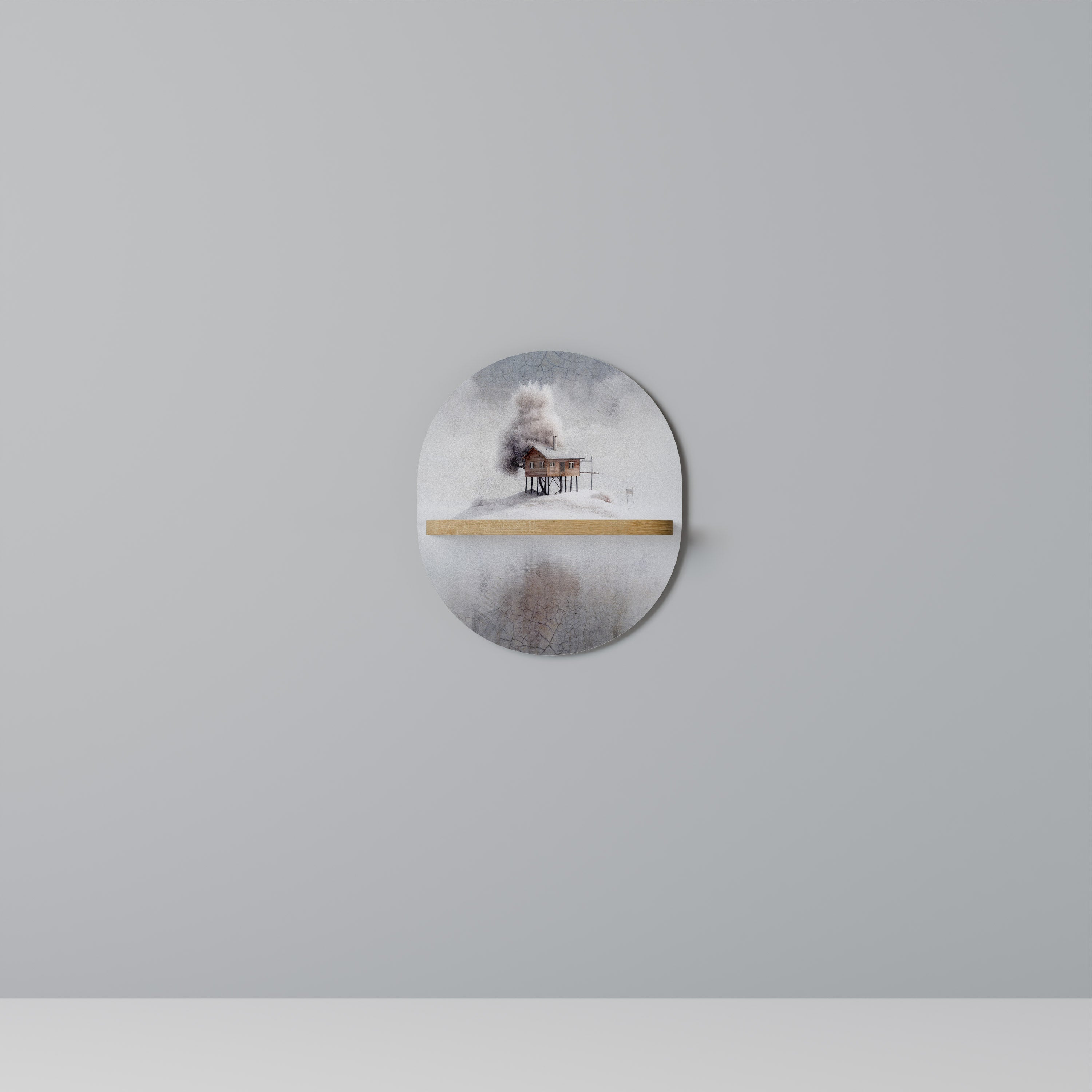 SILENT CABIN Prateleira Oval Decorativa em Efeito Carvalho