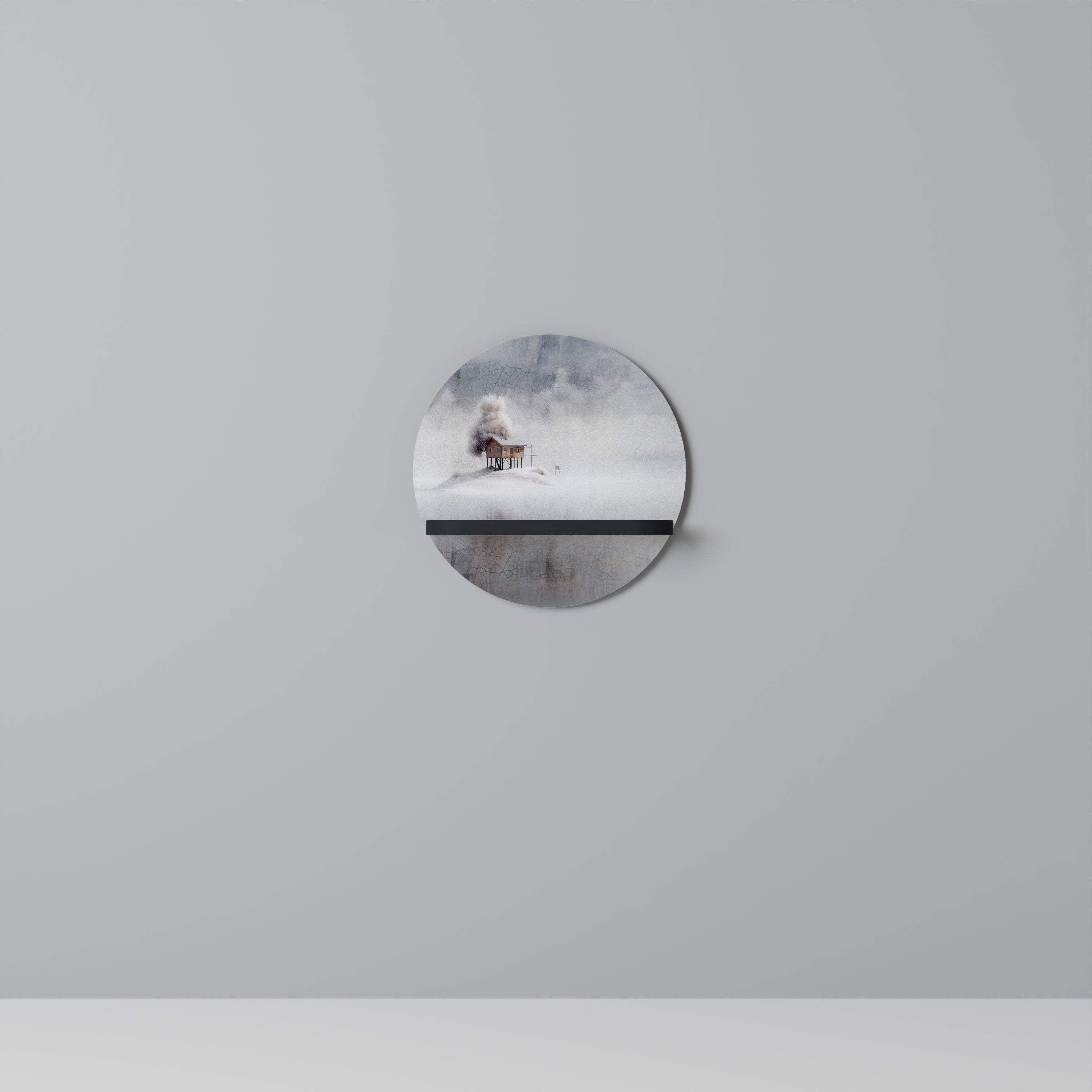 SILENT CABIN Prateleira Redonda Decorativa em Acabamento Preto