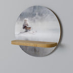 SILENT CABIN Prateleira Redonda Decorativa em Efeito Carvalho