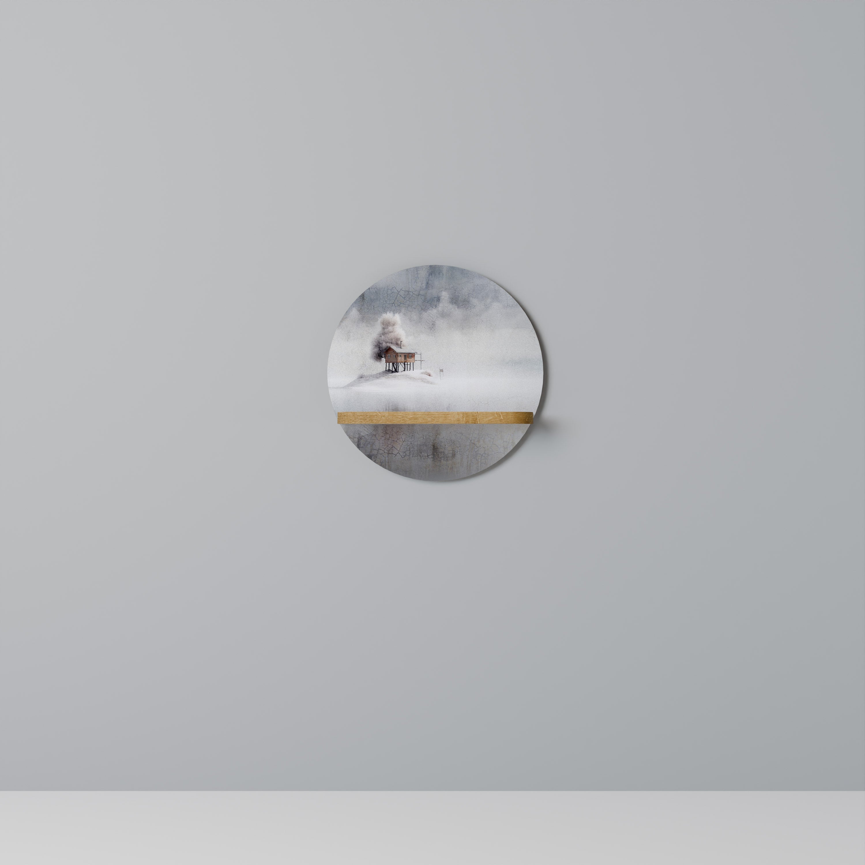 SILENT CABIN Prateleira Redonda Decorativa em Efeito Carvalho