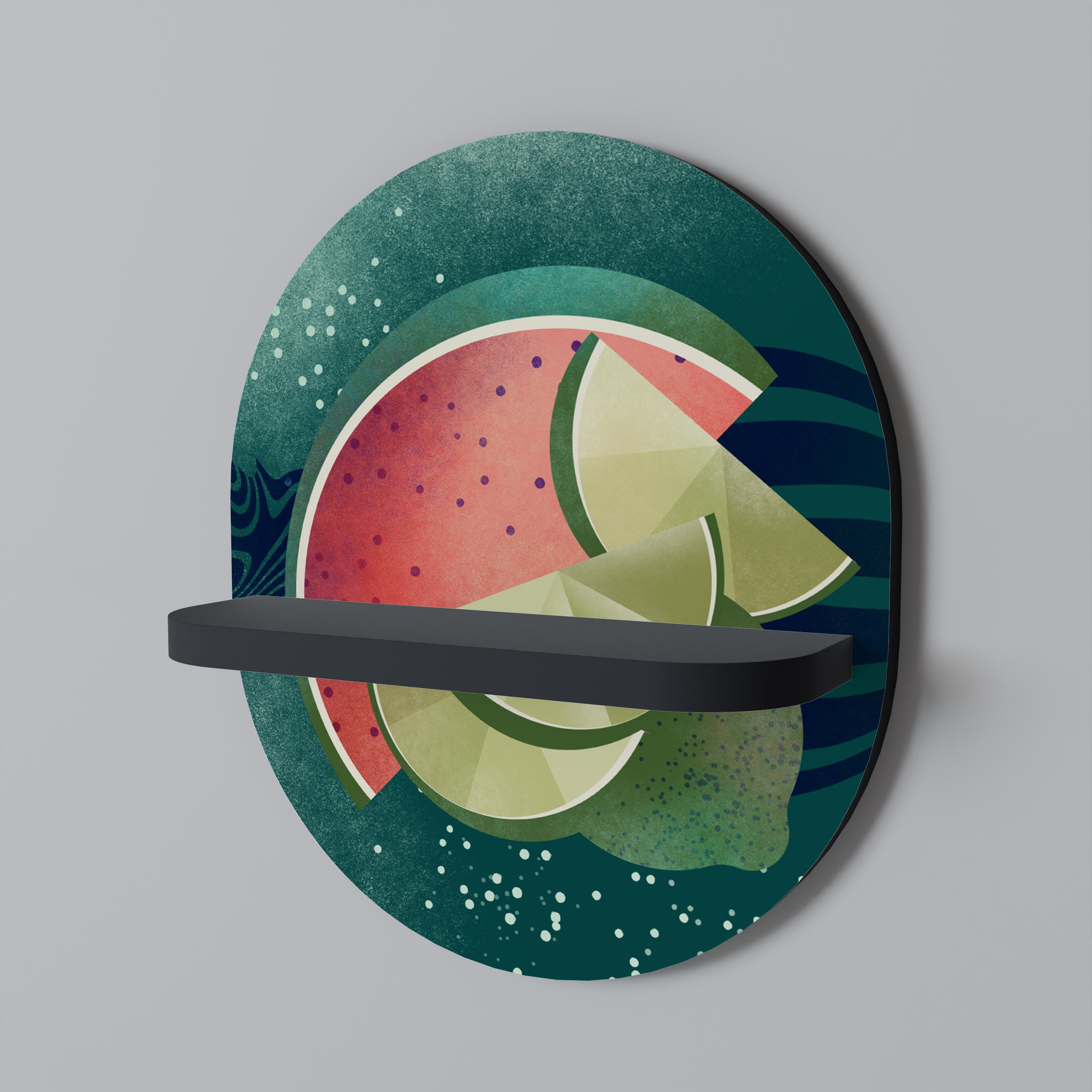 FRUIT POWER Prateleira Oval Decorativa em Acabamento Preto