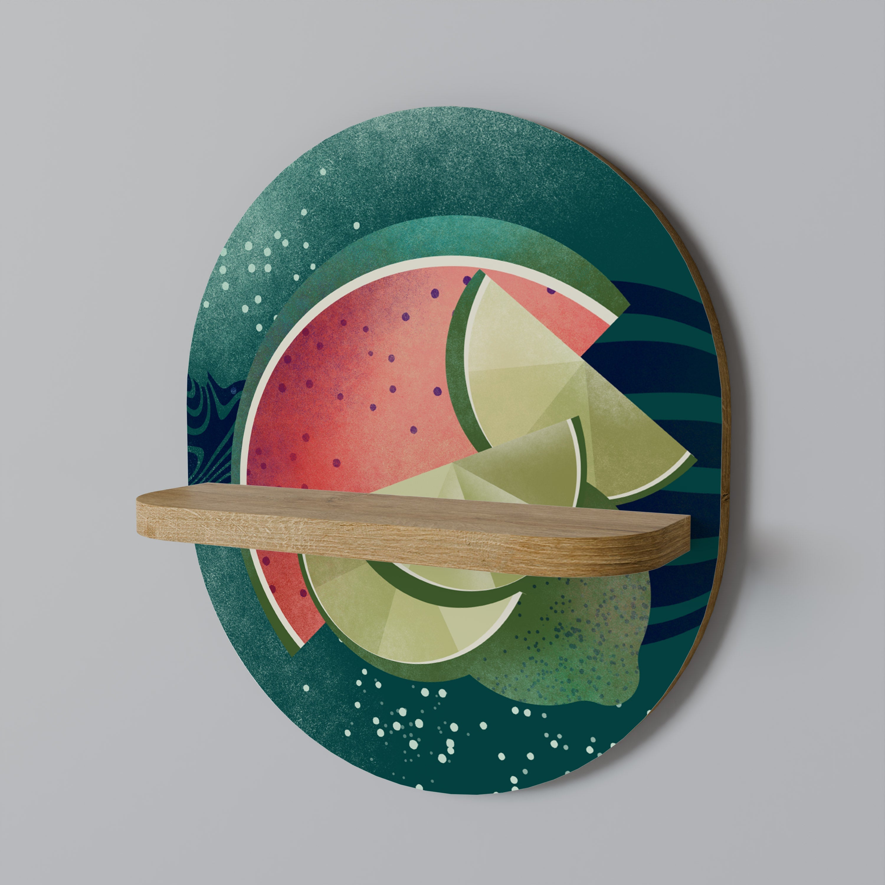 FRUIT POWER Prateleira Oval Decorativa em Efeito Carvalho