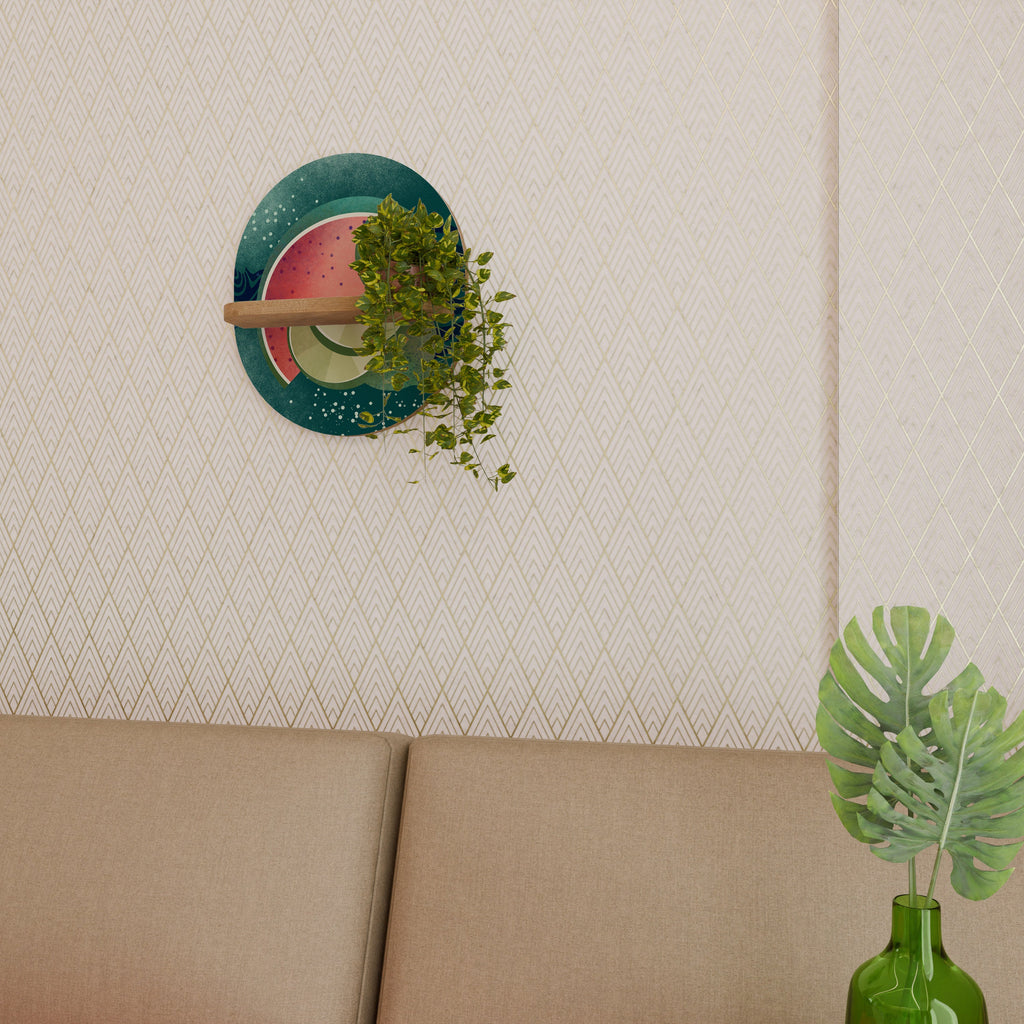 FRUIT POWER Prateleira Oval Decorativa em Efeito Carvalho